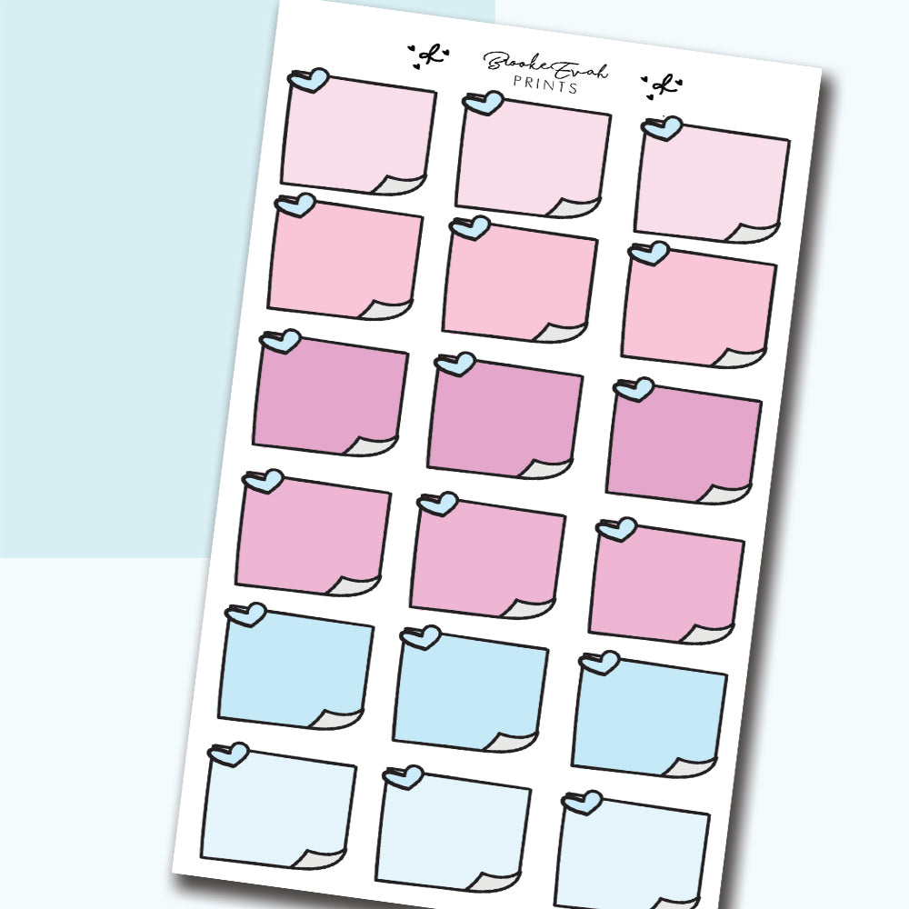 Heart Sticky Note Stickers- H02 - BrookeEvahPrints