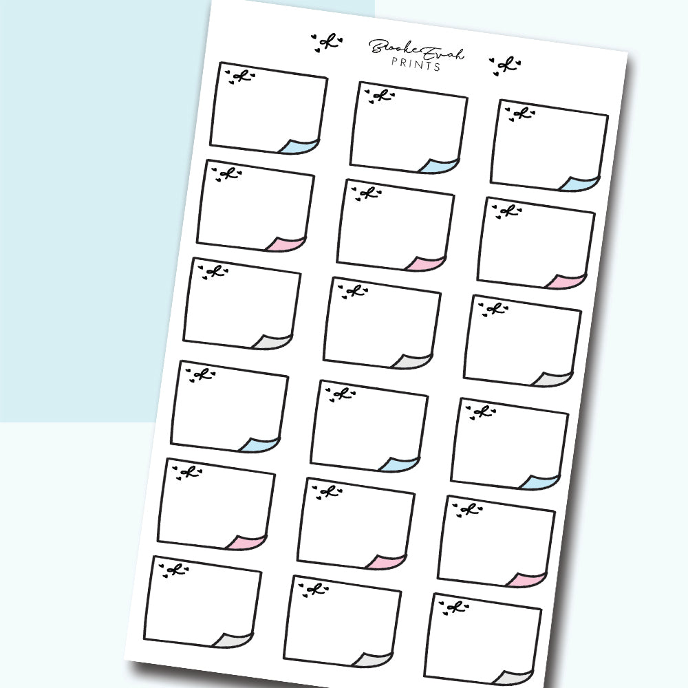 White Sticky note Stickers- H04 - BrookeEvahPrints
