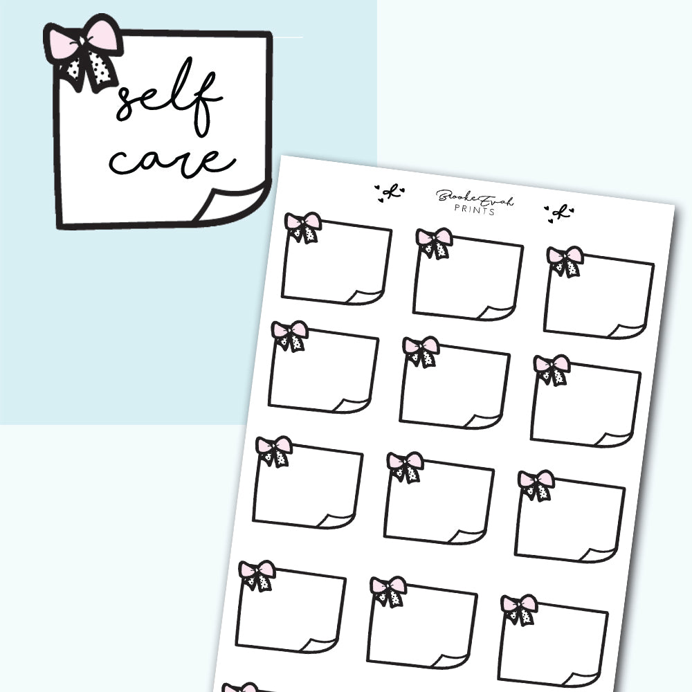 Pink Polka Dot Bow Sticky note Stickers- H22 - BrookeEvahPrints