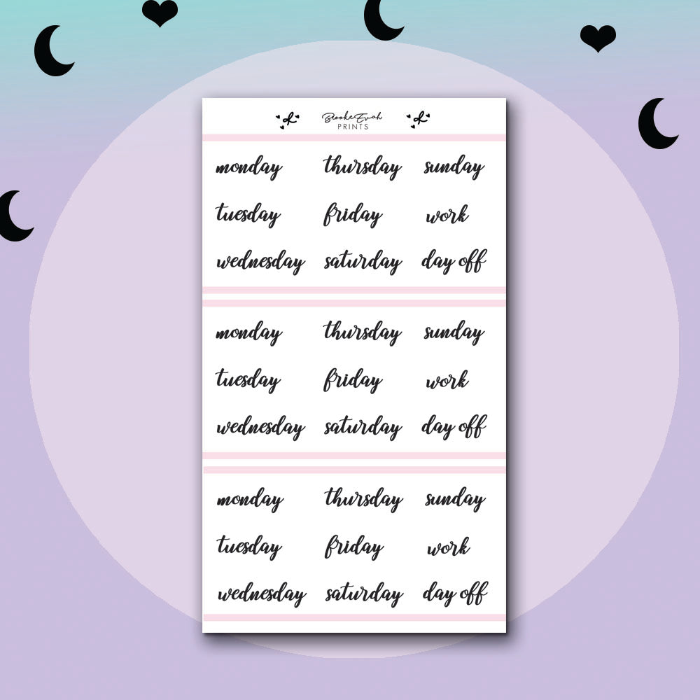 Days of the week Stickers - HK018
