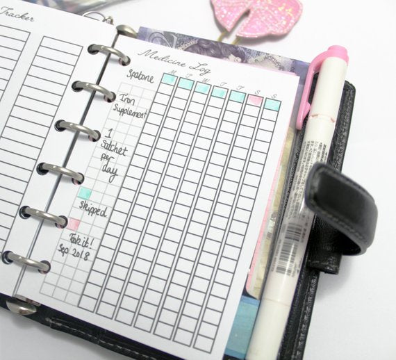 A6 Medicine Log - BrookeEvahPrints