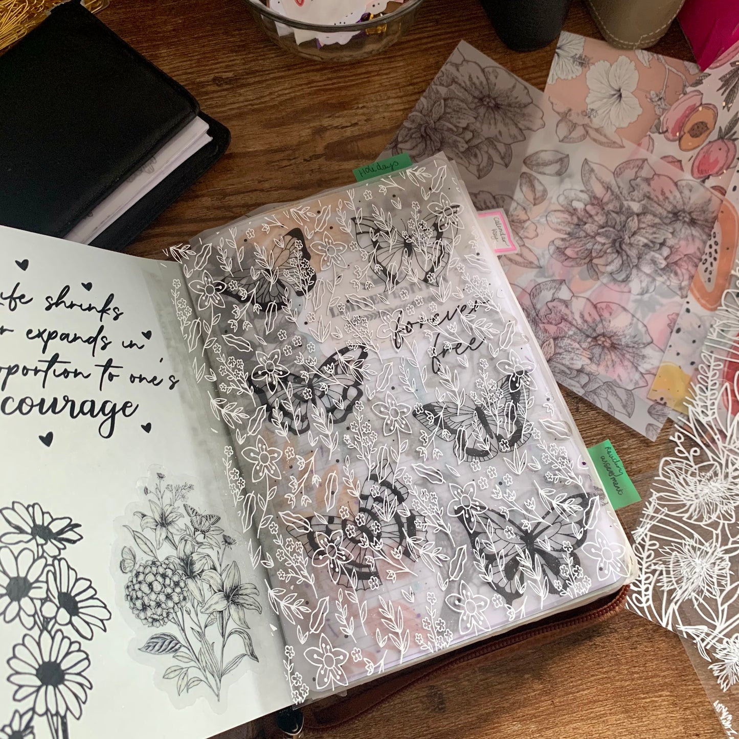 Printed Vellum X Acetate Planner Dashboard - Floral Fantasy - Elegance Collection 🤍