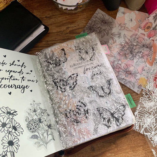 Printed Vellum X Acetate Planner Dashboard - Floral Fantasy - Elegance Collection 🤍
