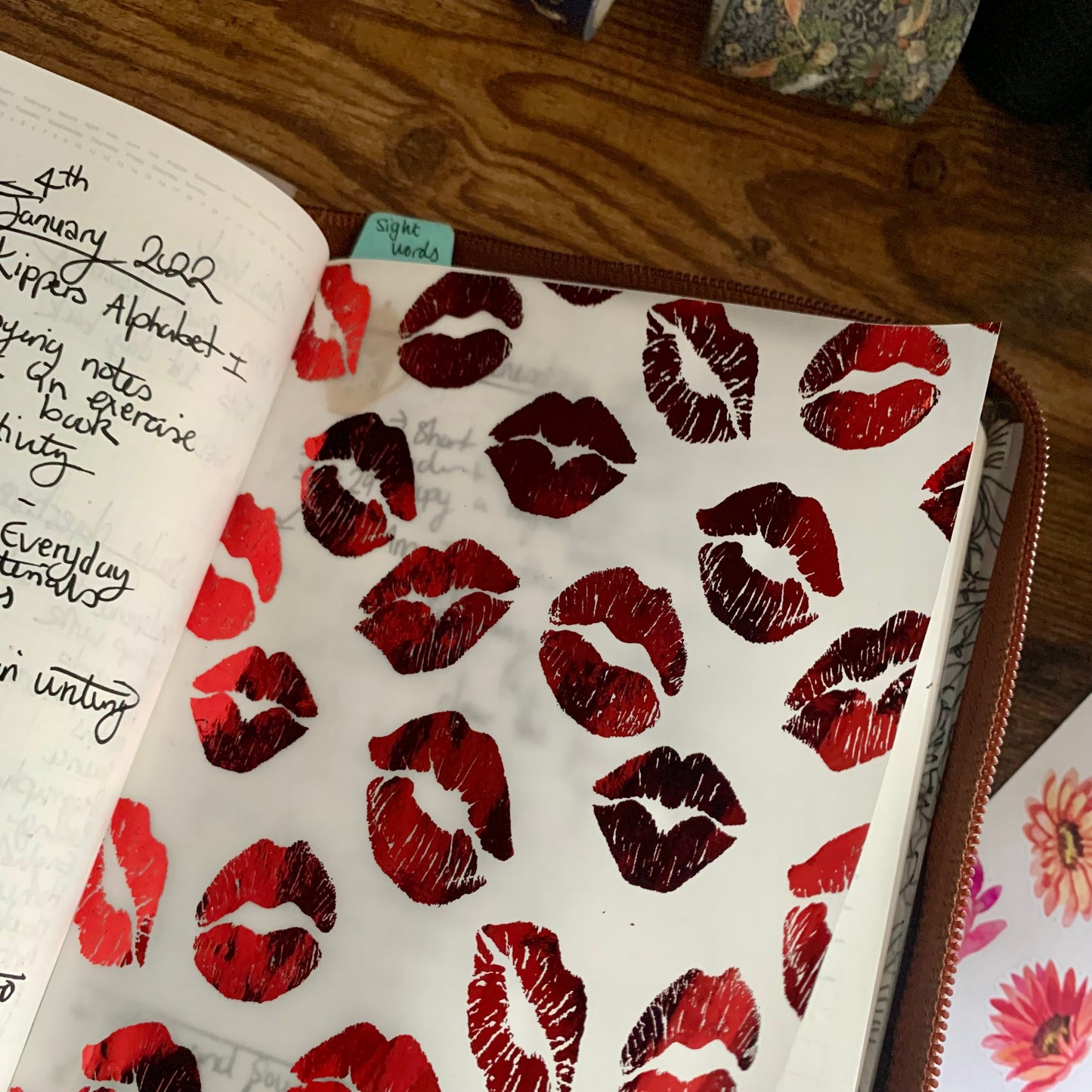 Red Lips Printed Vellum X Acetate Planner Dashboard - The Sweetheart Collection