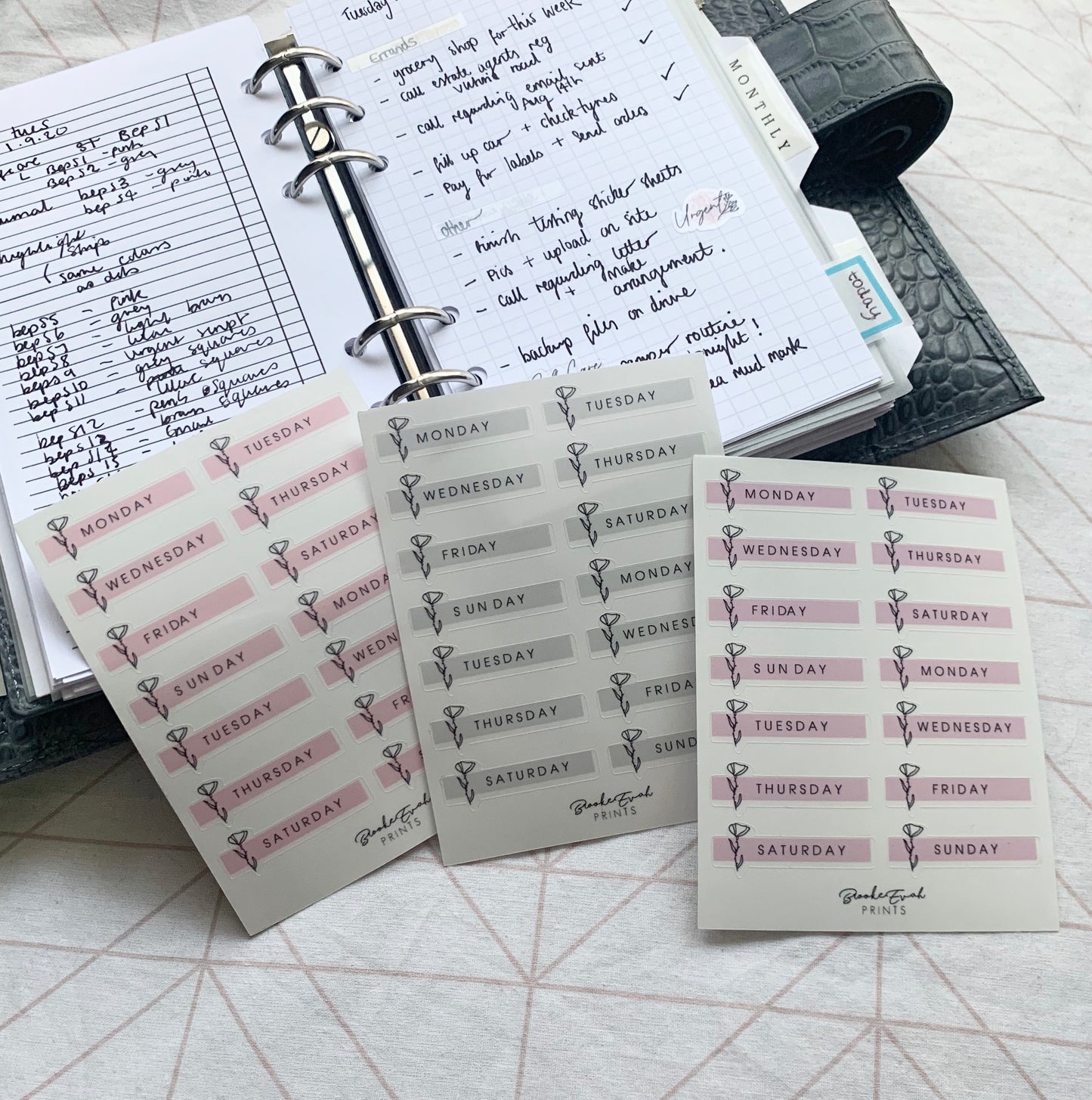 Transparent Day’s of the Week Stickers