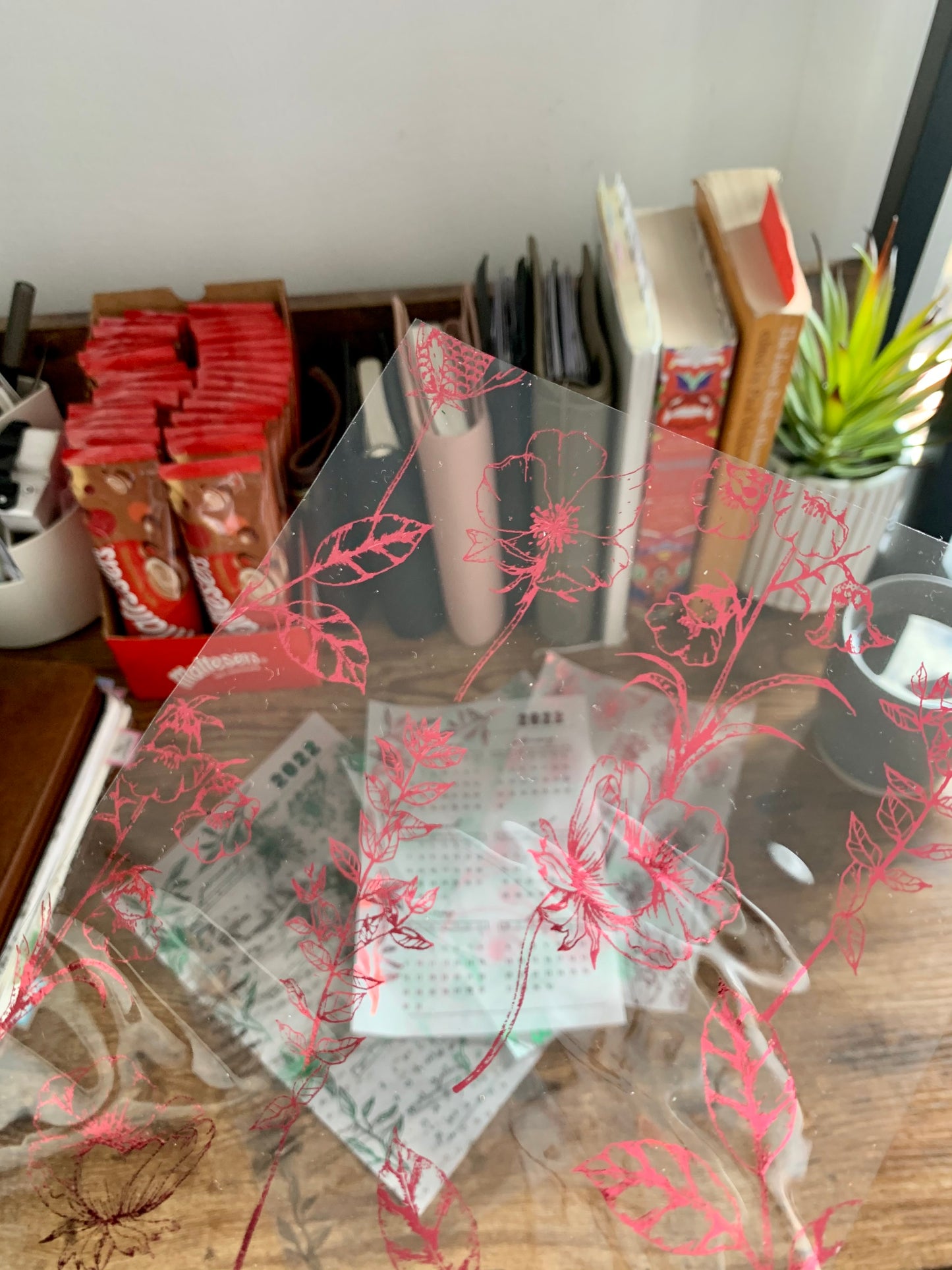 Pink Botanical Vellum X Acetate Planner Dashboard- Amelia Pink Melon