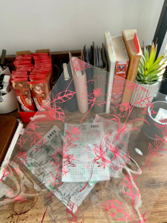 Pink Botanical Vellum X Acetate Planner Dashboard- Amelia Pink Melon