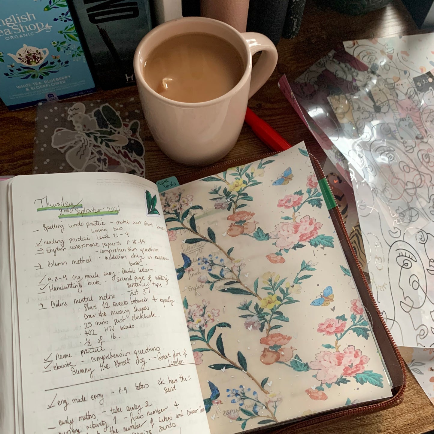 Foiled Old Vintage Floral & Birds Vellum Planner Dashboard- Margaret