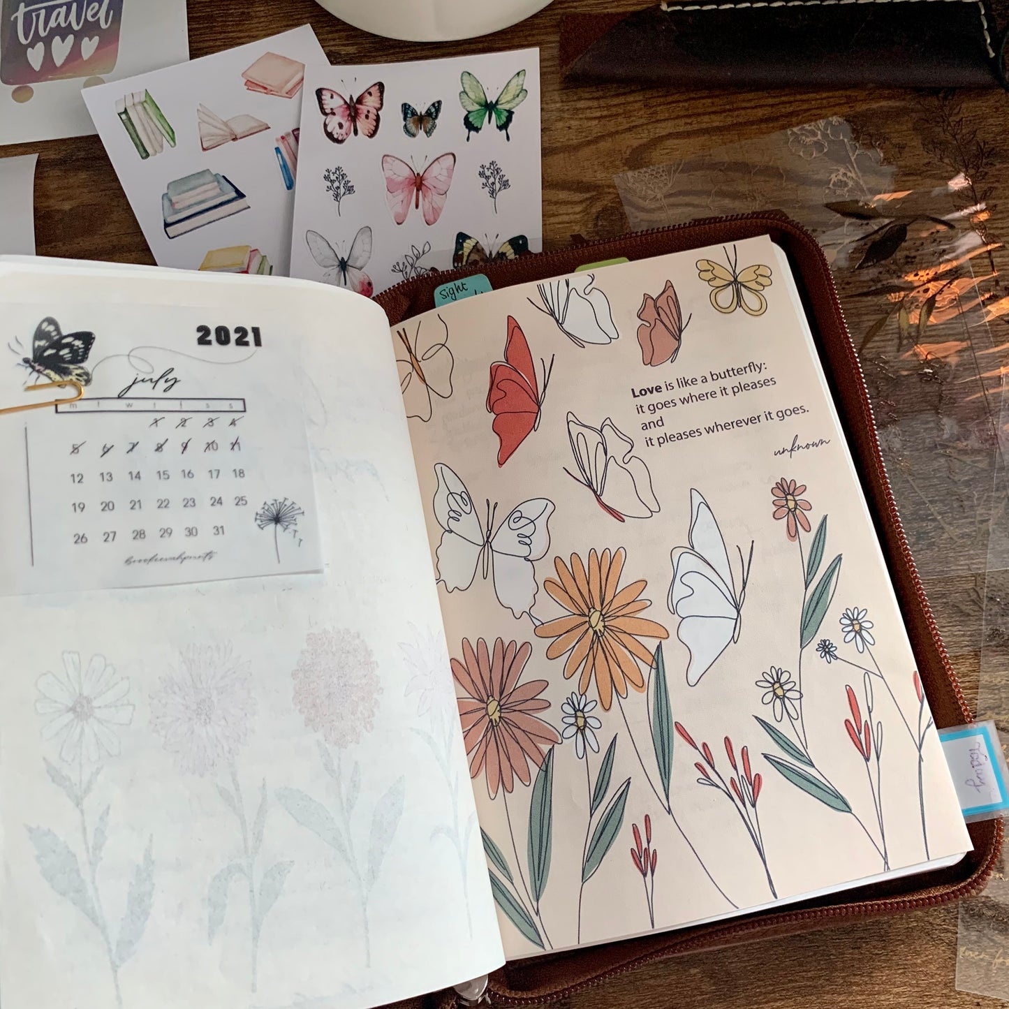 Printed Tomoe River Paper Planner Dashboards- Love is like...