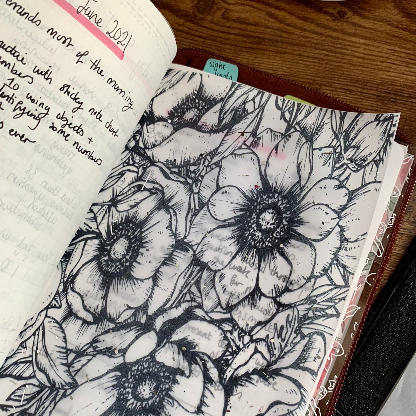 Printed Vellum Planner Dashboards - Floral Sparkle
