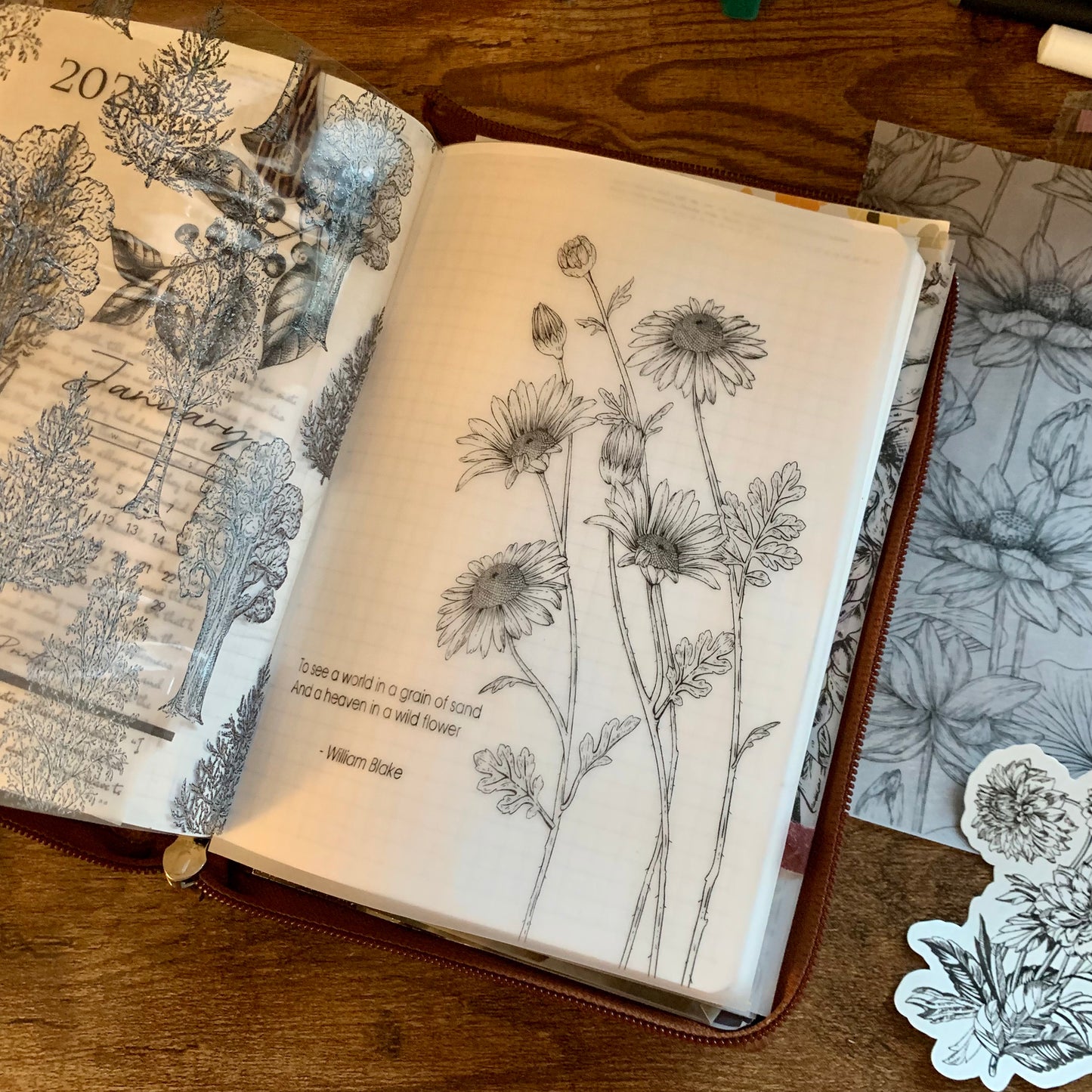 Black Foiled Floral quote Vellum Planner Dashboard - To see a world