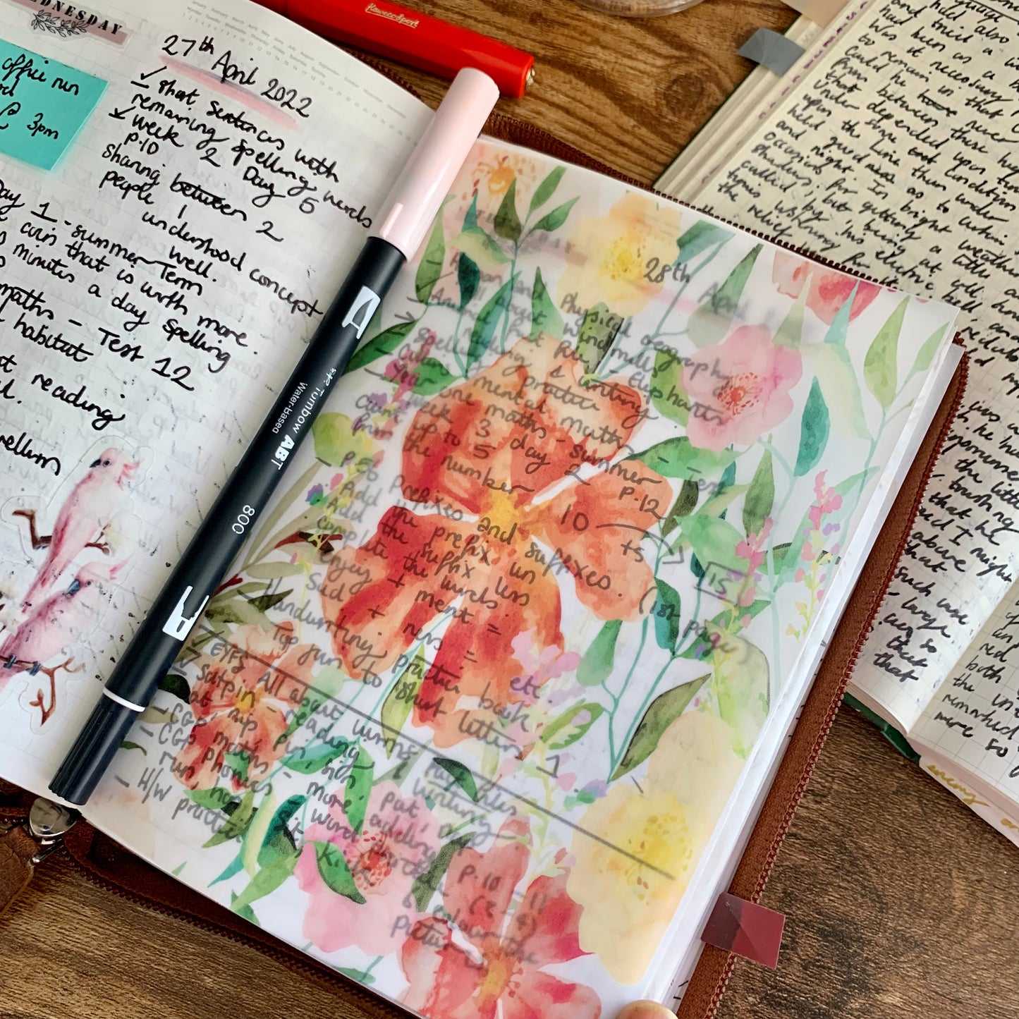Watercolour Light Floral Pattern - Vellum Planner Dashboard - Phoebe