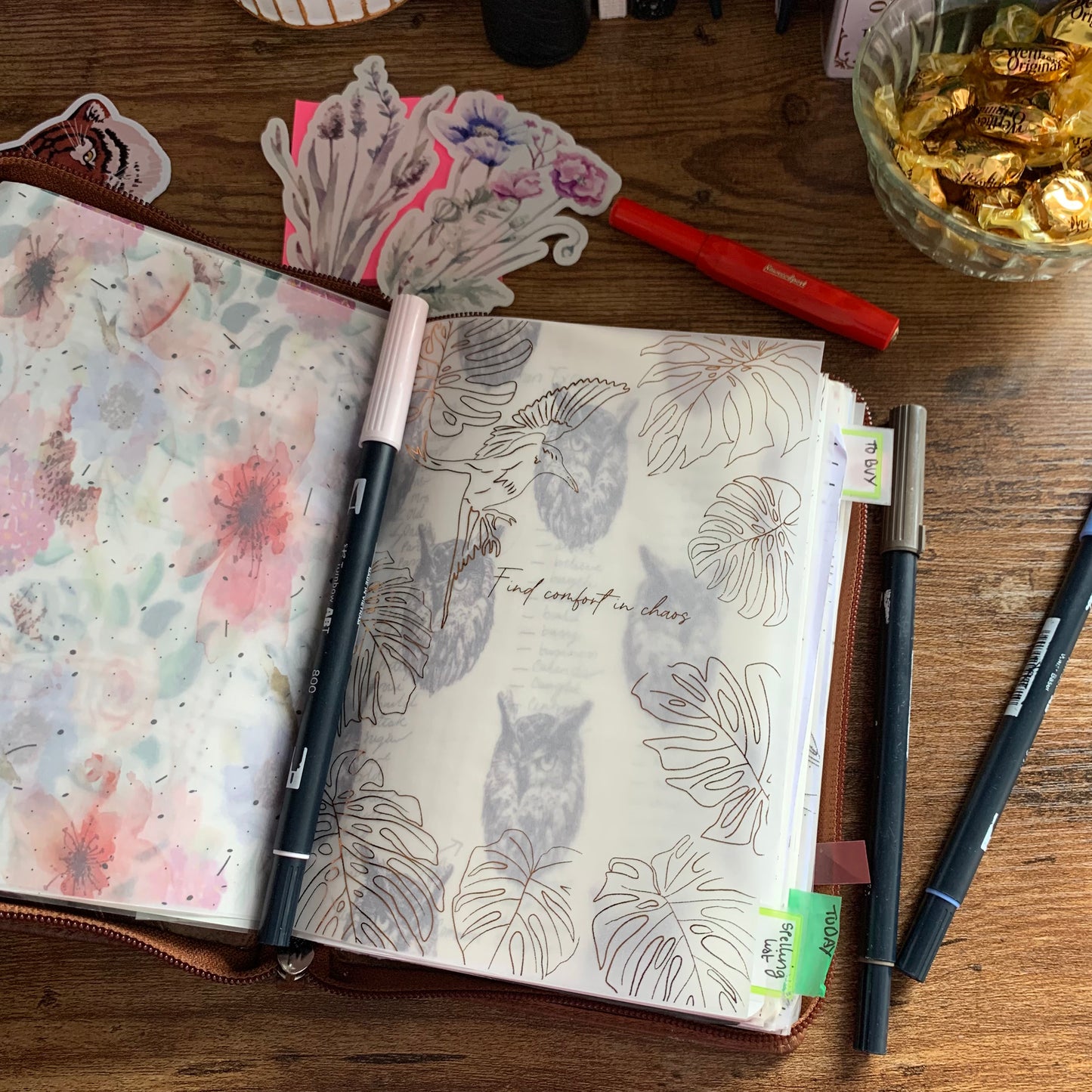 Foiled Find comfort in Chaos Quote Vellum X Acetate Planner Dashboard