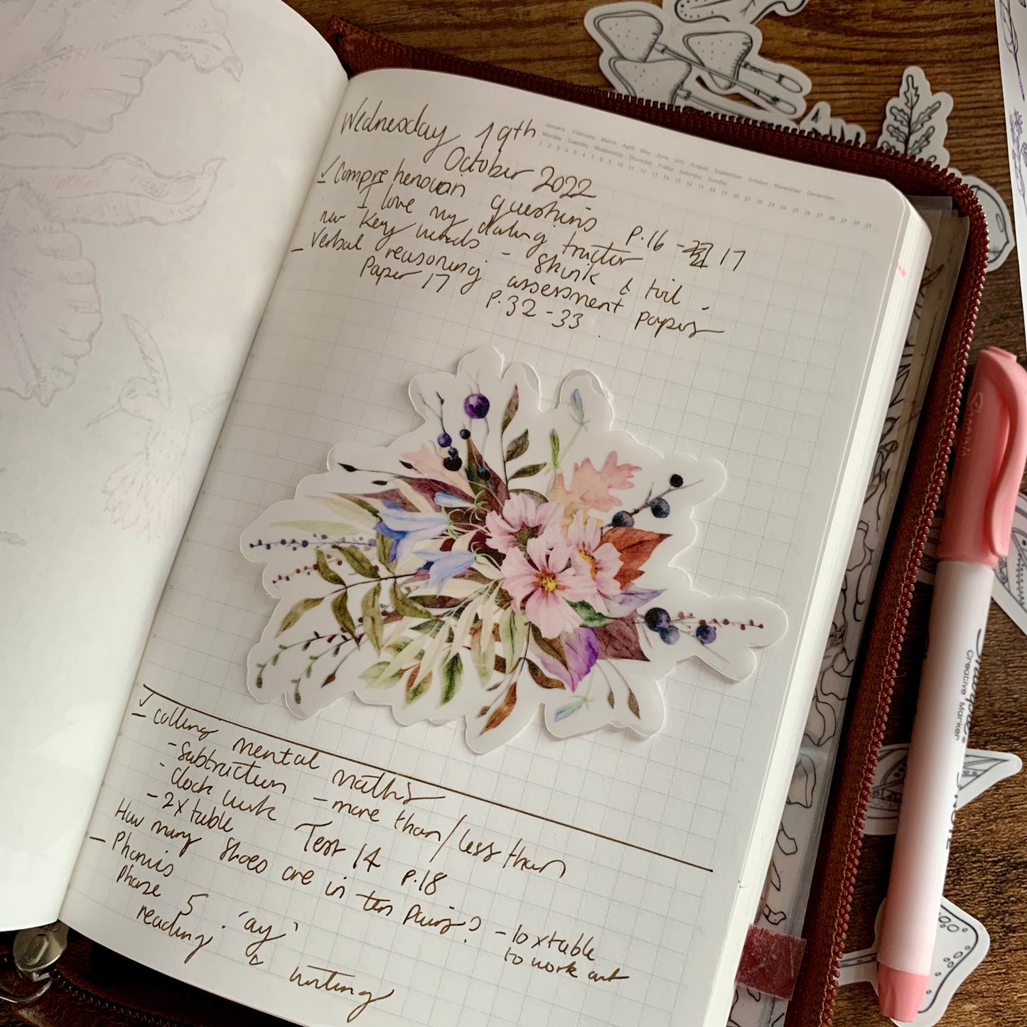 Gorgeous Water Color Floral Sticker Flake - Cleo