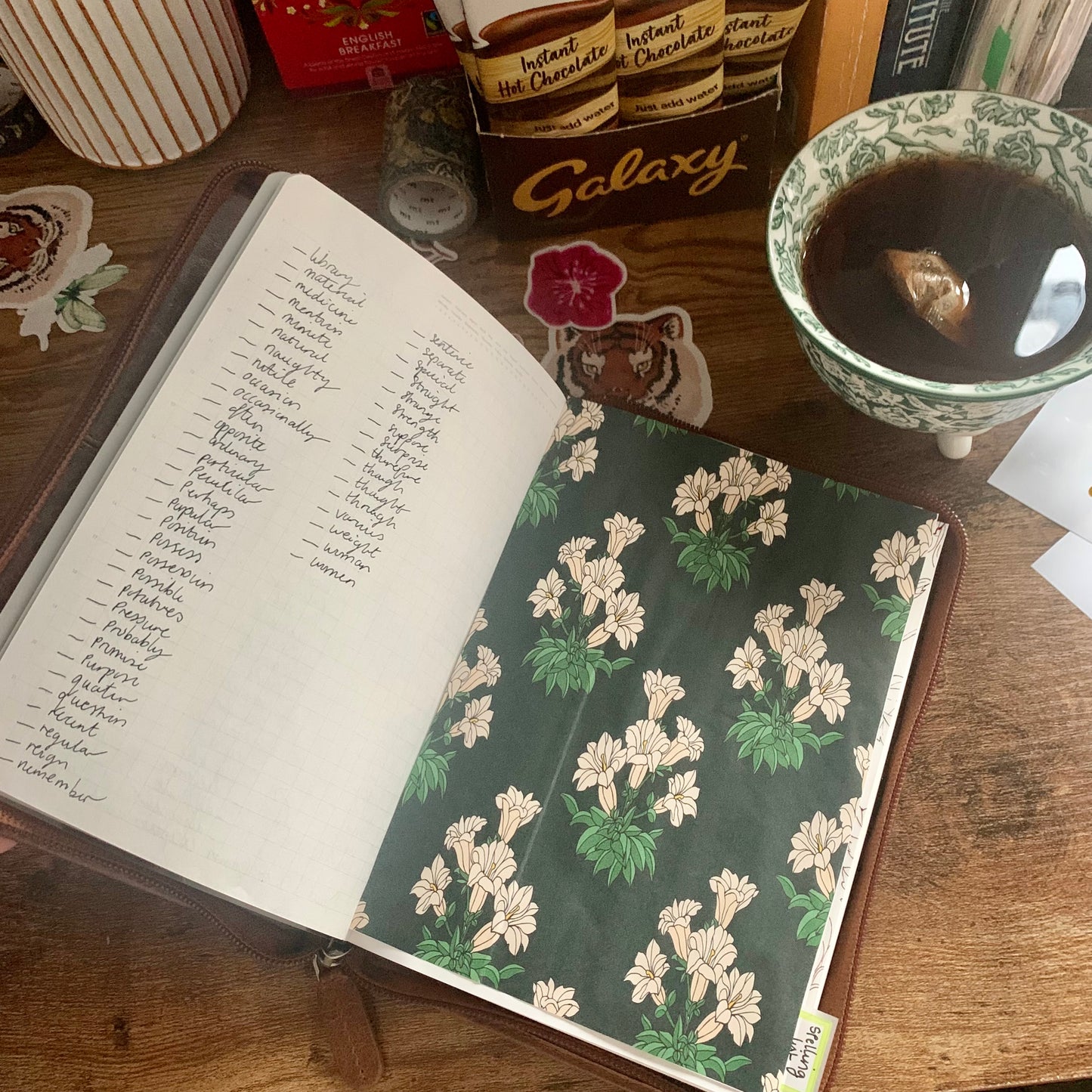Dark Green with White lily Planner Dashboard - Ella