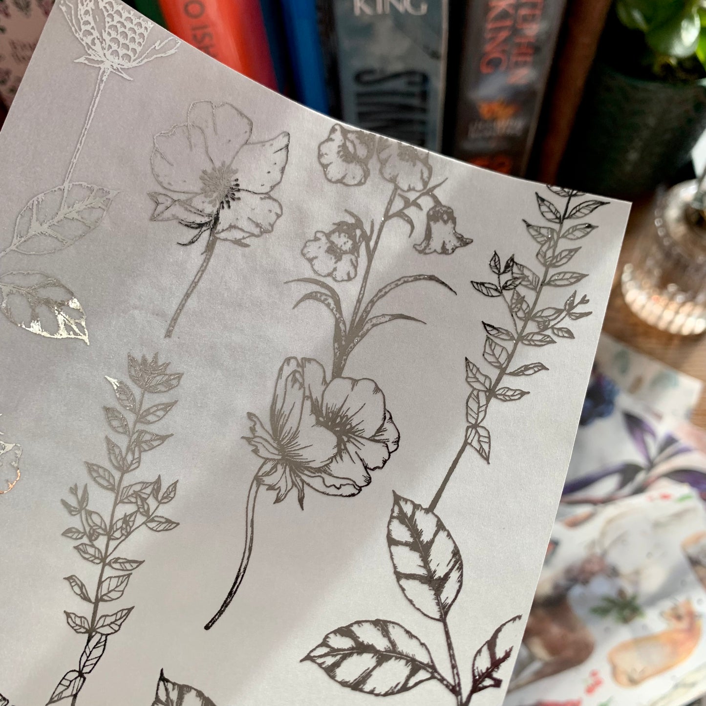 Silver Foiled Botanical Hand Drawn Floral Vellum X Acetate Planner Dashboard - Amelia Snow