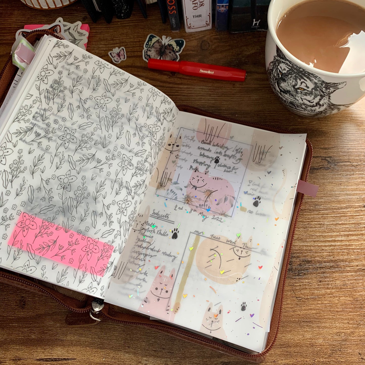 Foiled Sleepy Pastel Cats Vellum Planner Dashboard- Kat & the Gang II