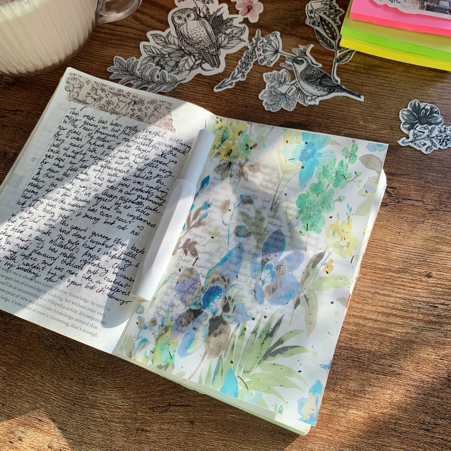 Water-colour Hand Drawn Green & Blue Florals - Vellum Planner Dashboard - Gold Foil - Winter Kiss