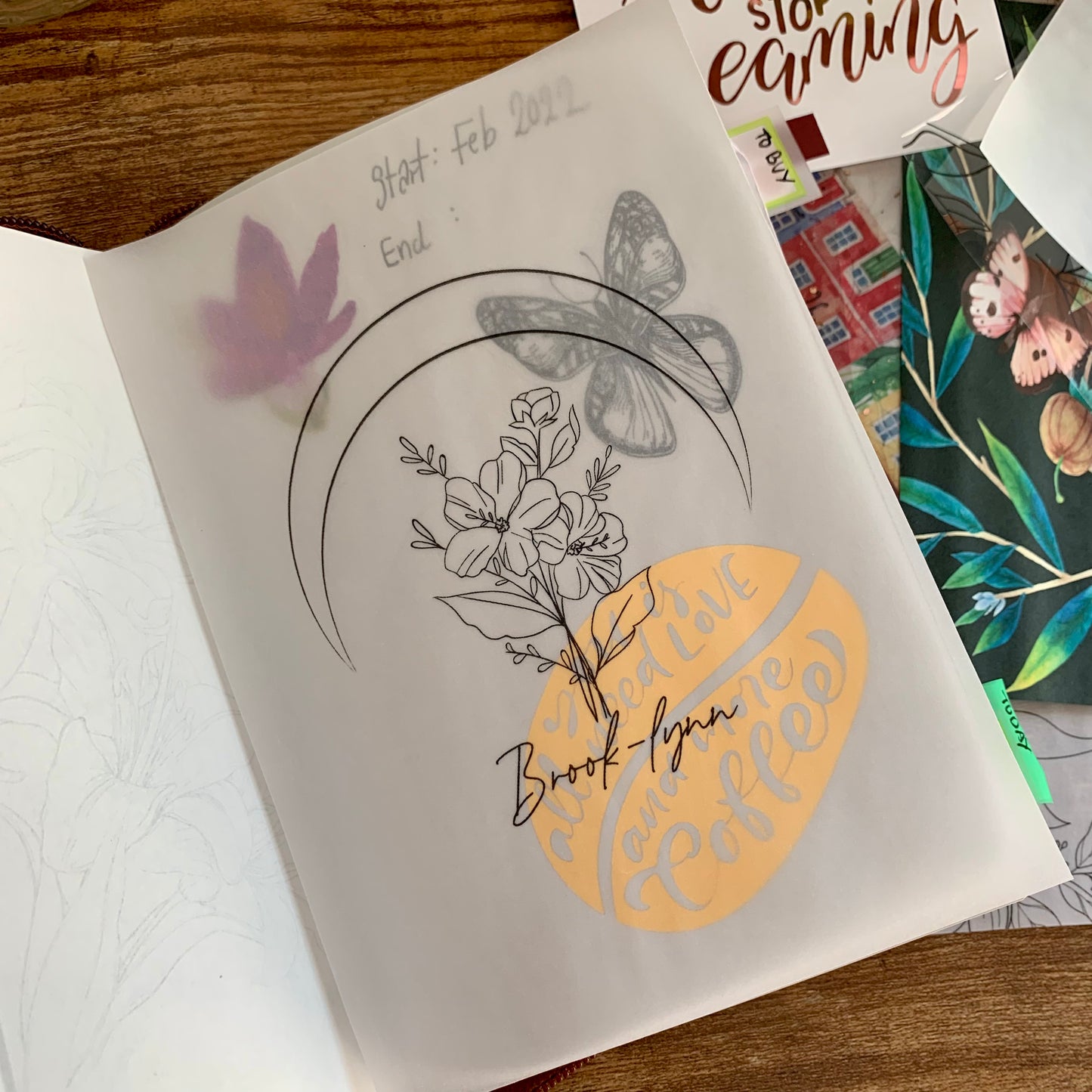 Custom Name Vellum X Acetate Planner Dashboards - Floral Moon