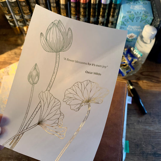 Gold Foiled Floral Quote Vellum X Acetate Planner Dashboard - Golden Snow Collection - A flower blossoms for it's own joy