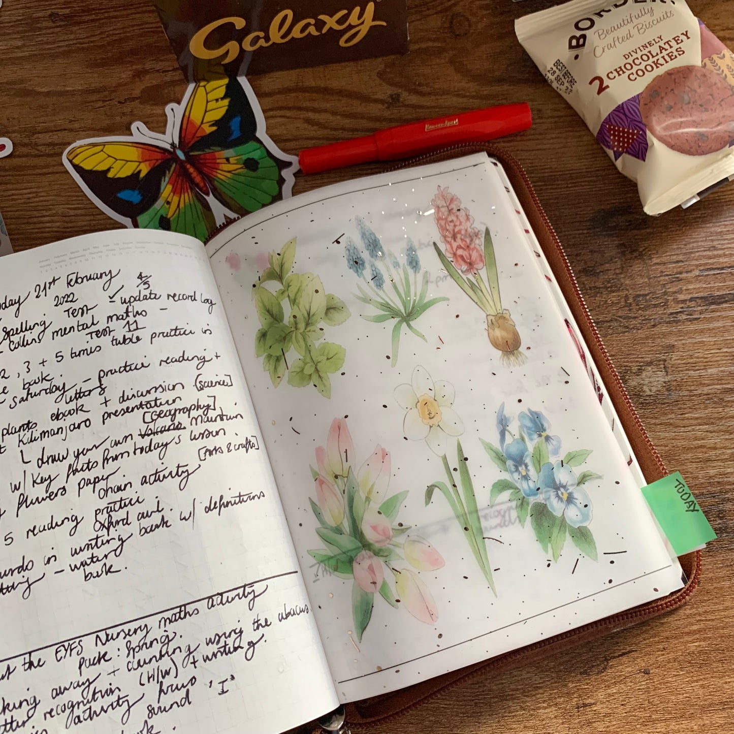 Foiled Rose Gold Vellum Botanical Plant Planner Dashboard - Frida