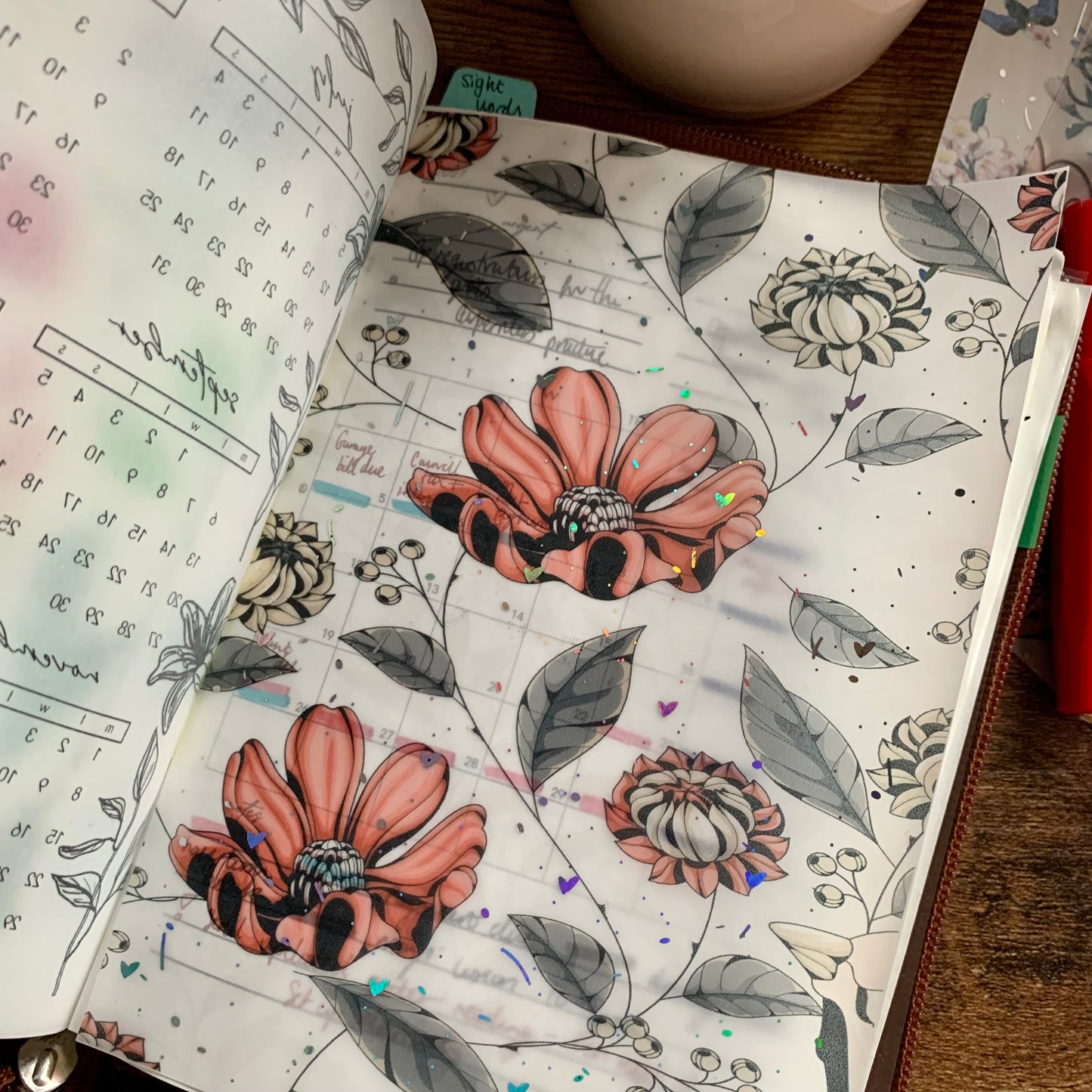 Foiled Floral Vellum Planner Dashboard- Winter Memories