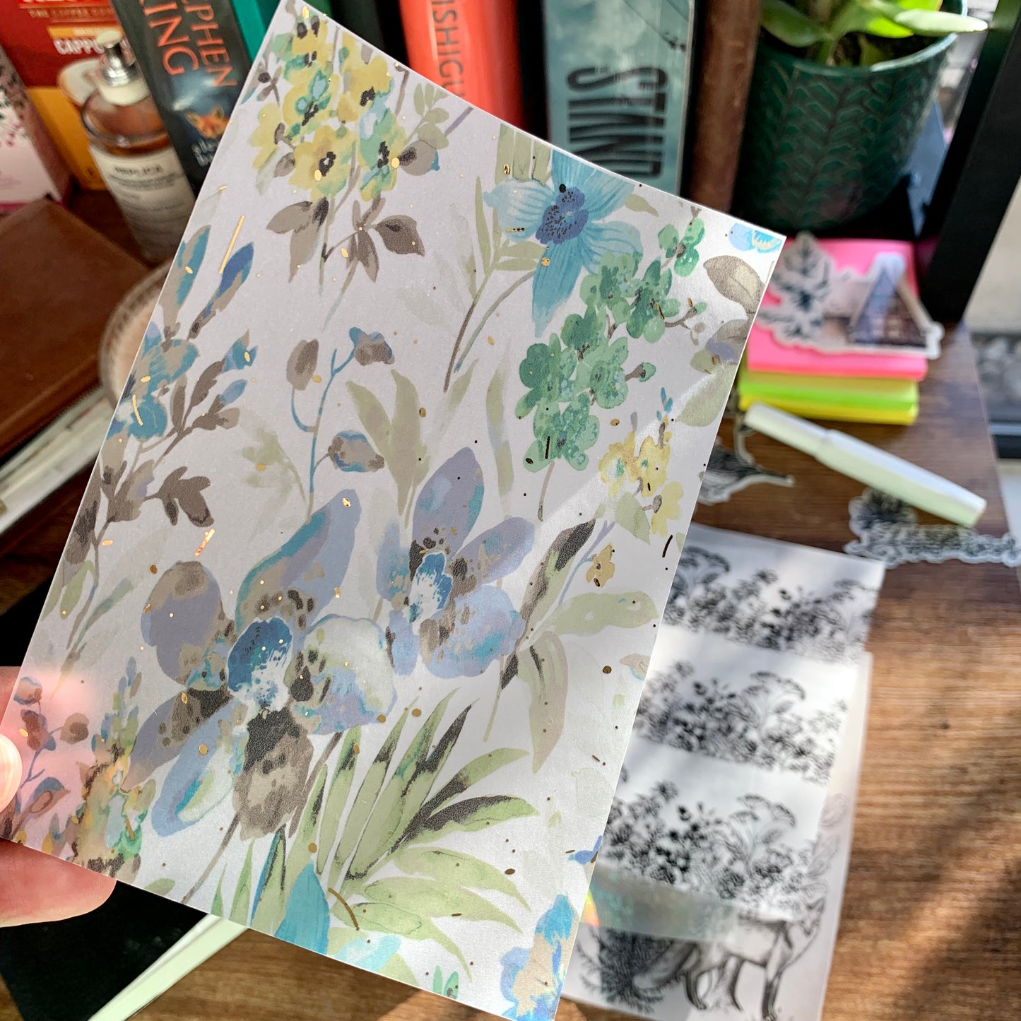 Water-colour Hand Drawn Green & Blue Florals - Vellum Planner Dashboard - Gold Foil - Winter Kiss