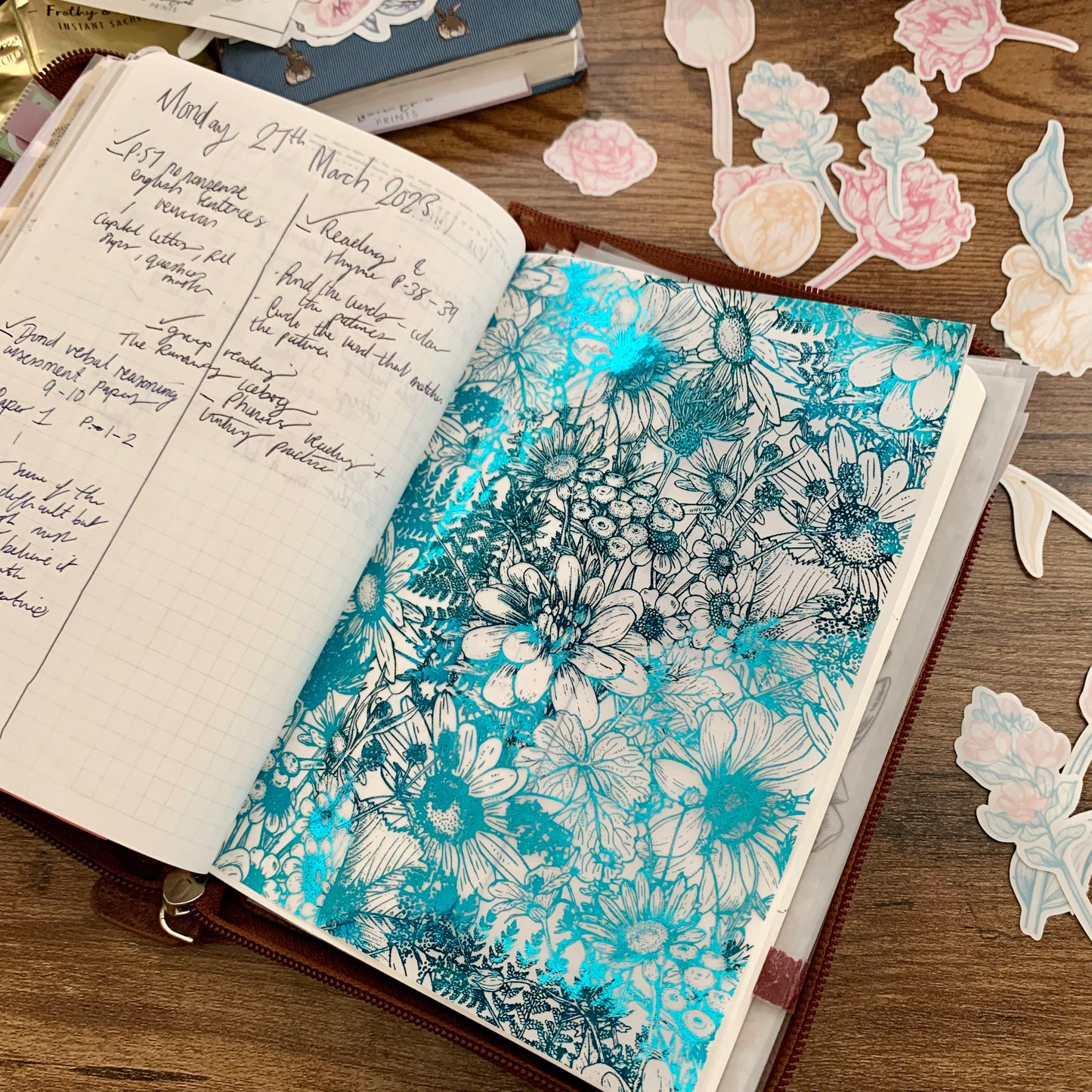 Hand Drawn Botanical Foiled Dashboard - Misty II