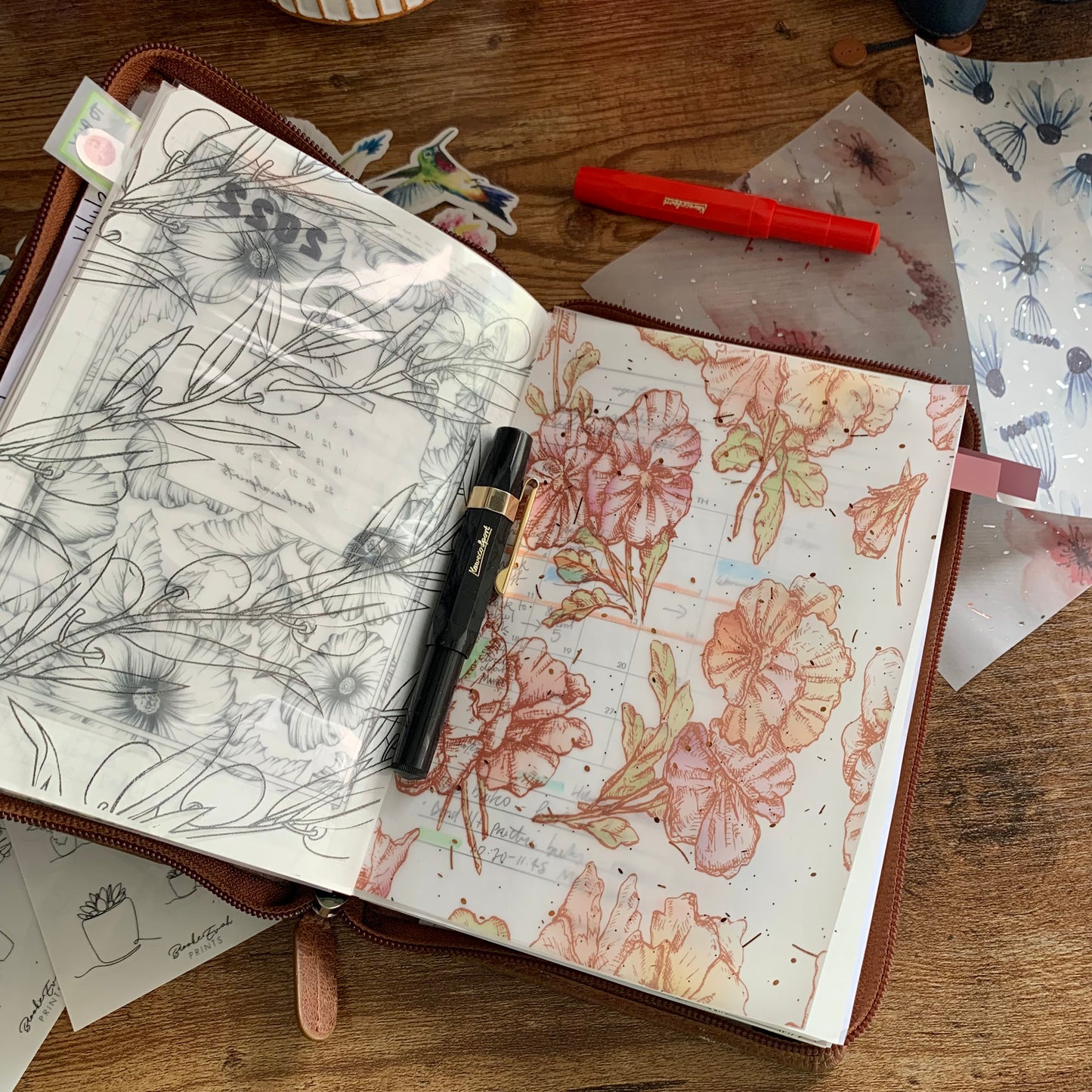 Pansies Floral - Vellum Planner Dashboard - Copper Foil - Sandy