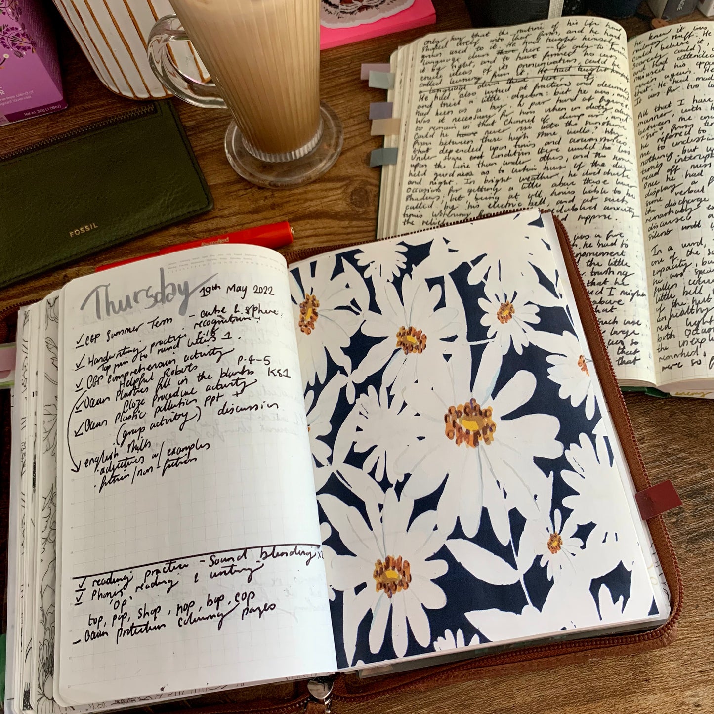 Tomoe River Paper Indigo & White Floral Print Planner Dashboards- Summer Love