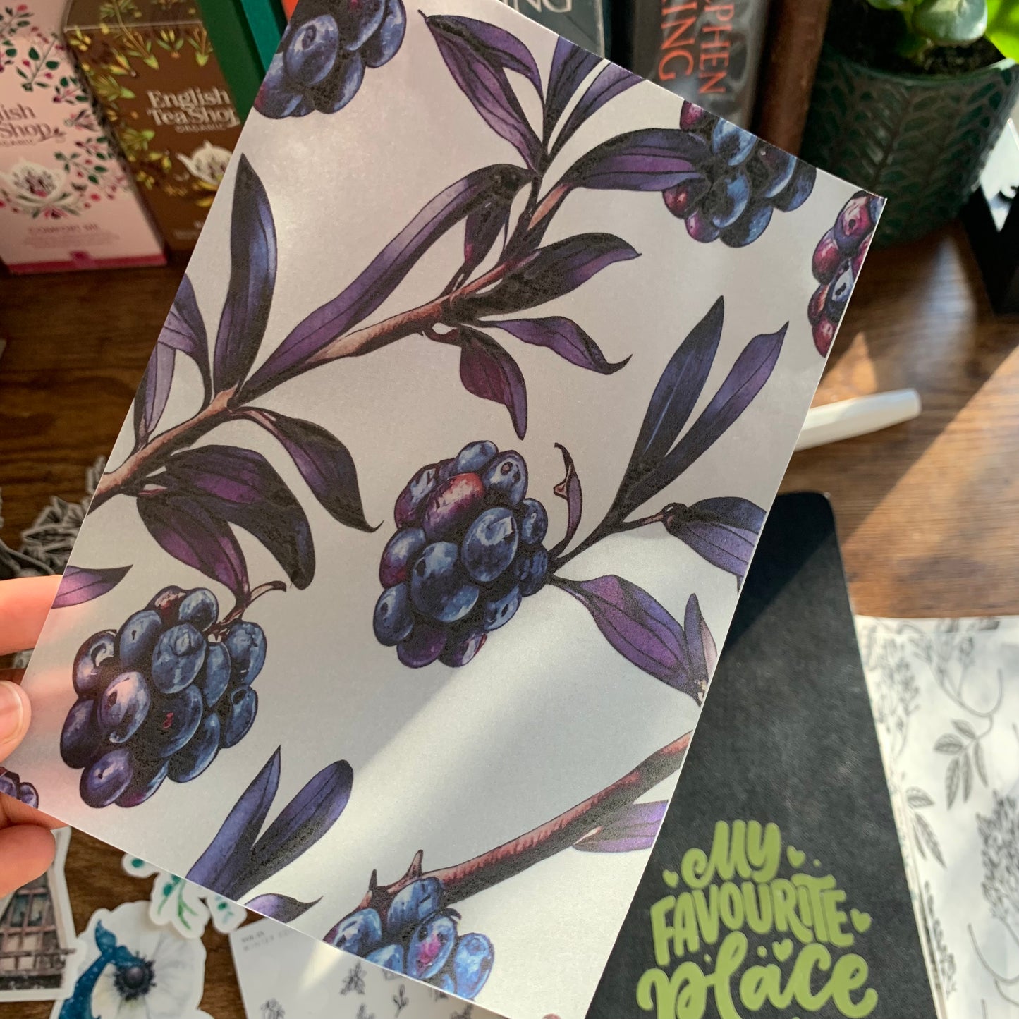 Watercolour Dark Blue Pattern - Vellum Planner Dashboard - Blueberry Pie