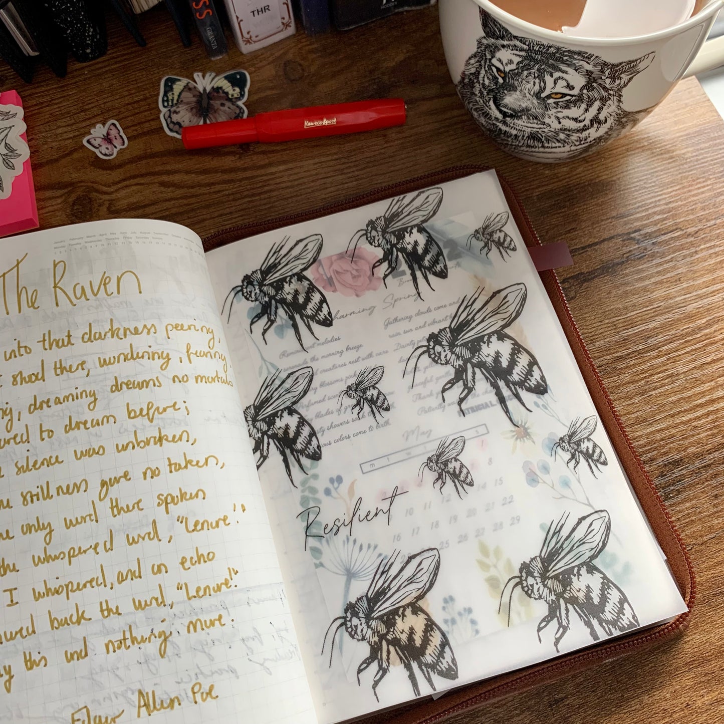 Black Foiled Bee Vellum Planner Dashboard - Resilient