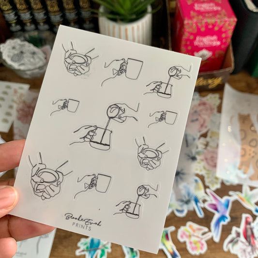 Minimal Line Coffee Stickers - Clear/ Transparent
