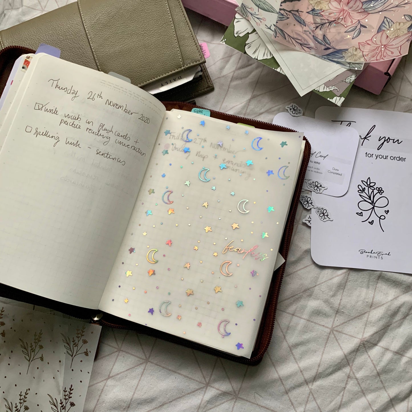 Moon & Stars Vellum Planner Dashboard - Fearless X Holographic Foil