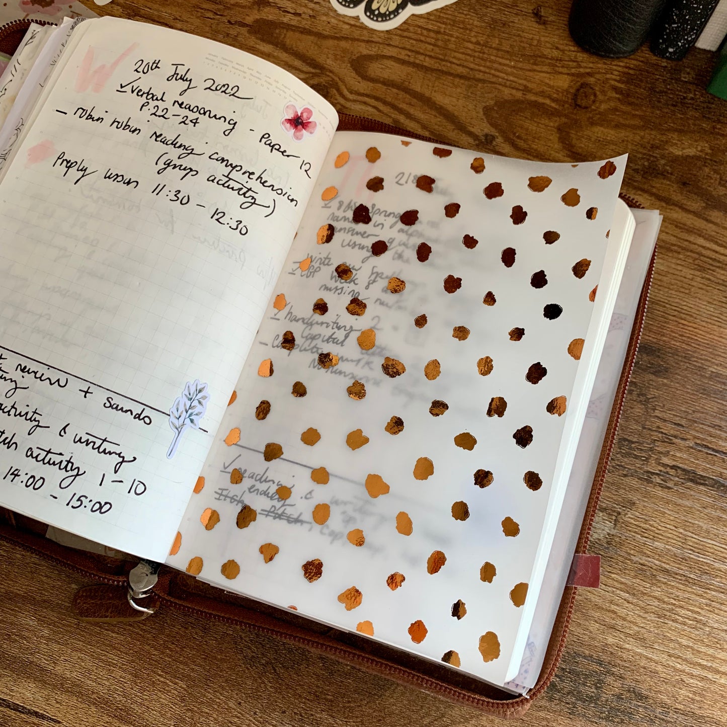 Copper Foiled Abstract Dots Vellum X Acetate Planner Dashboard - Dotty II