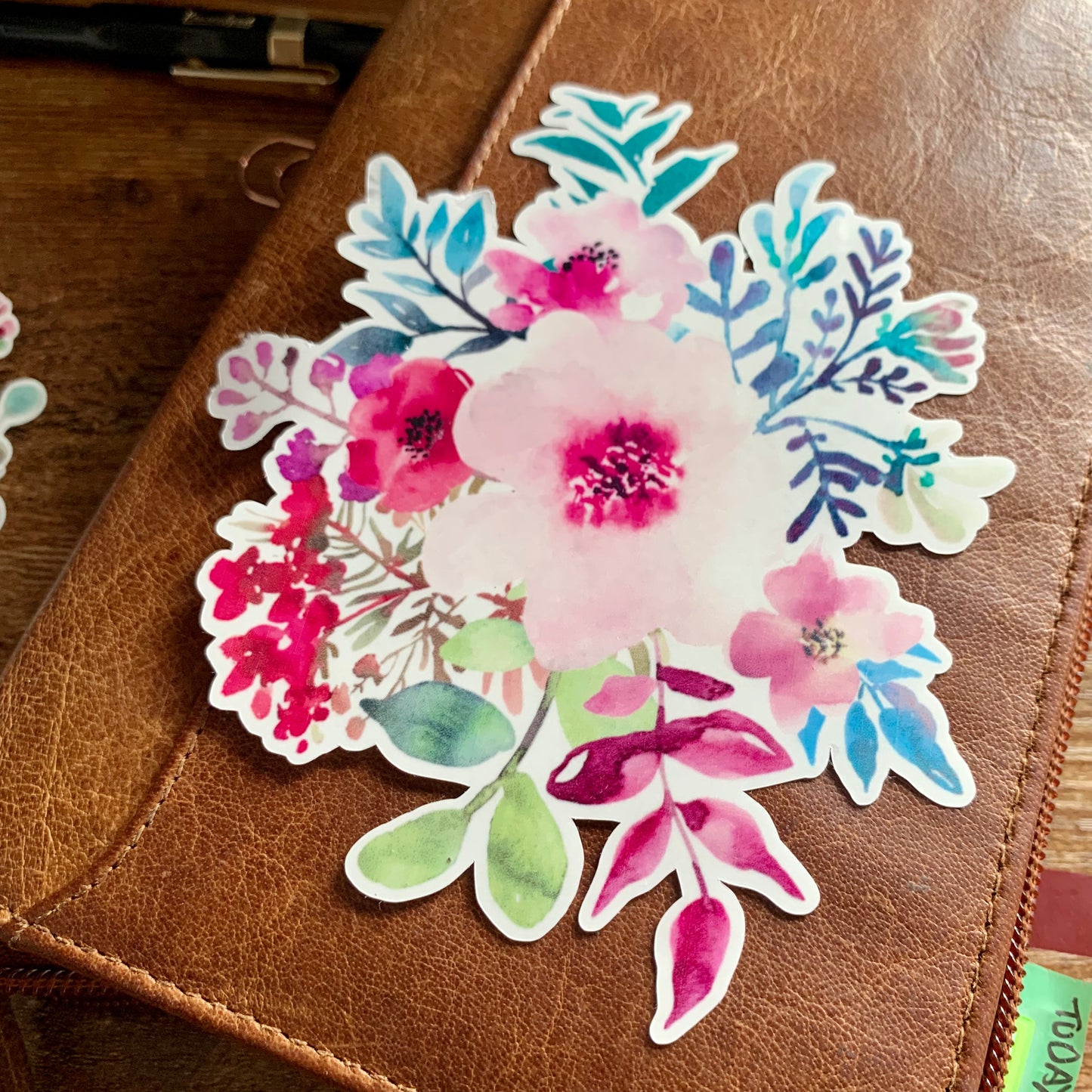 Large Clear Pink & Purple Flowers Sticker Flake - Gladys