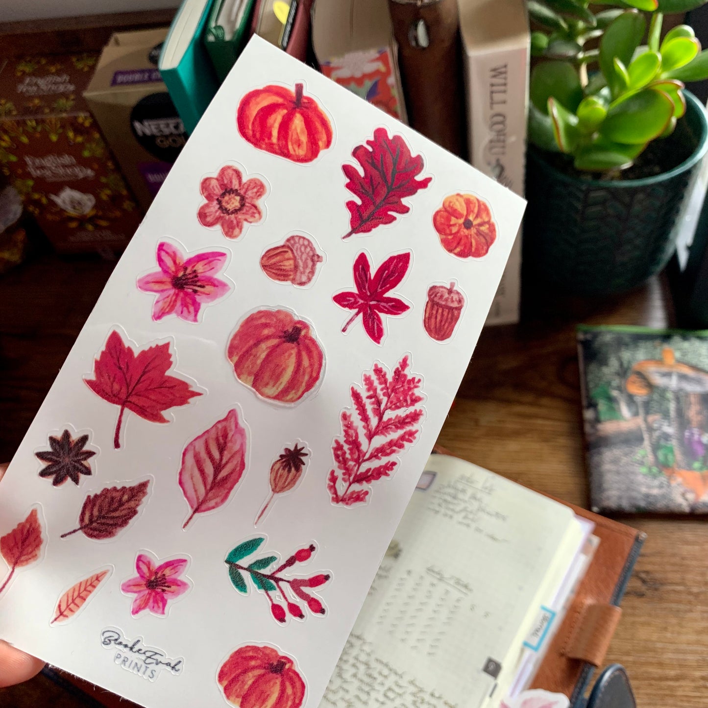 Clear Fall Stickers - Autumn Pumpkins & Flowers