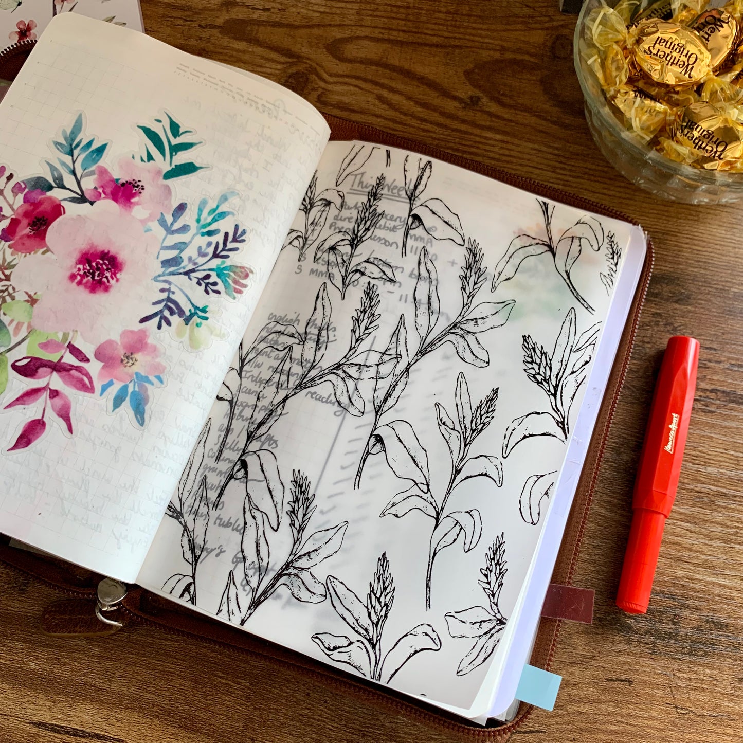Black Foiled Botanical Leaves • Vellum X Acetate Planner Dashboards - Ginger