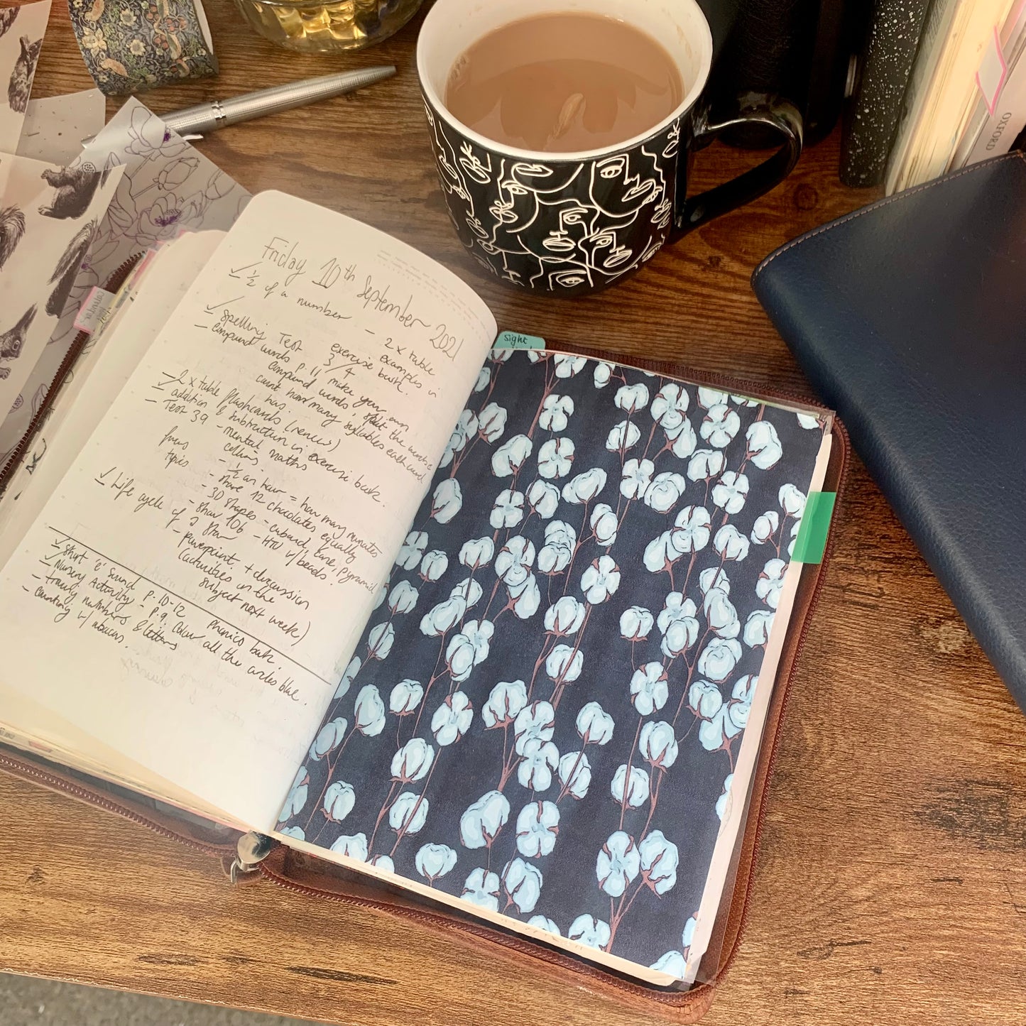Printed Tomoe River Paper Planner Dashboards- Blooming Cotton