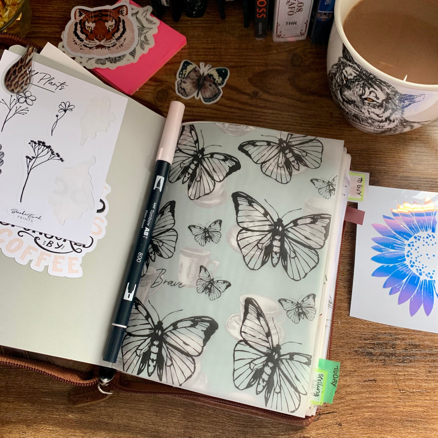 Black Foiled Butterfly Vellum Planner Dashboard - Brave