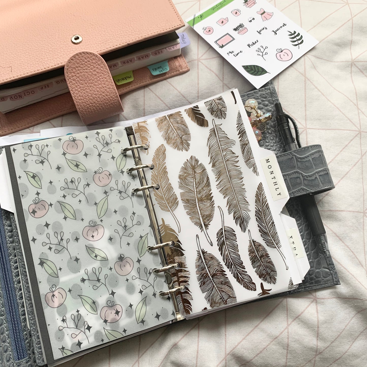 Printed Vellum Planner Dashboards - Feathers