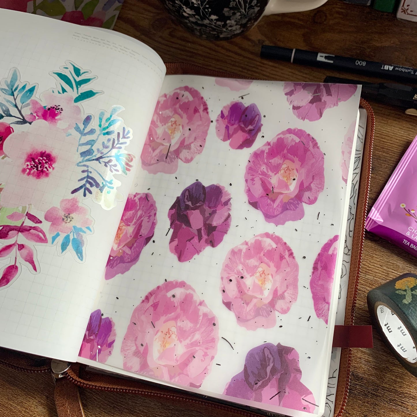 Lilac Watercolour Florals with Silver Foil - Vellum Planner Dashboard - Crushed Velvet