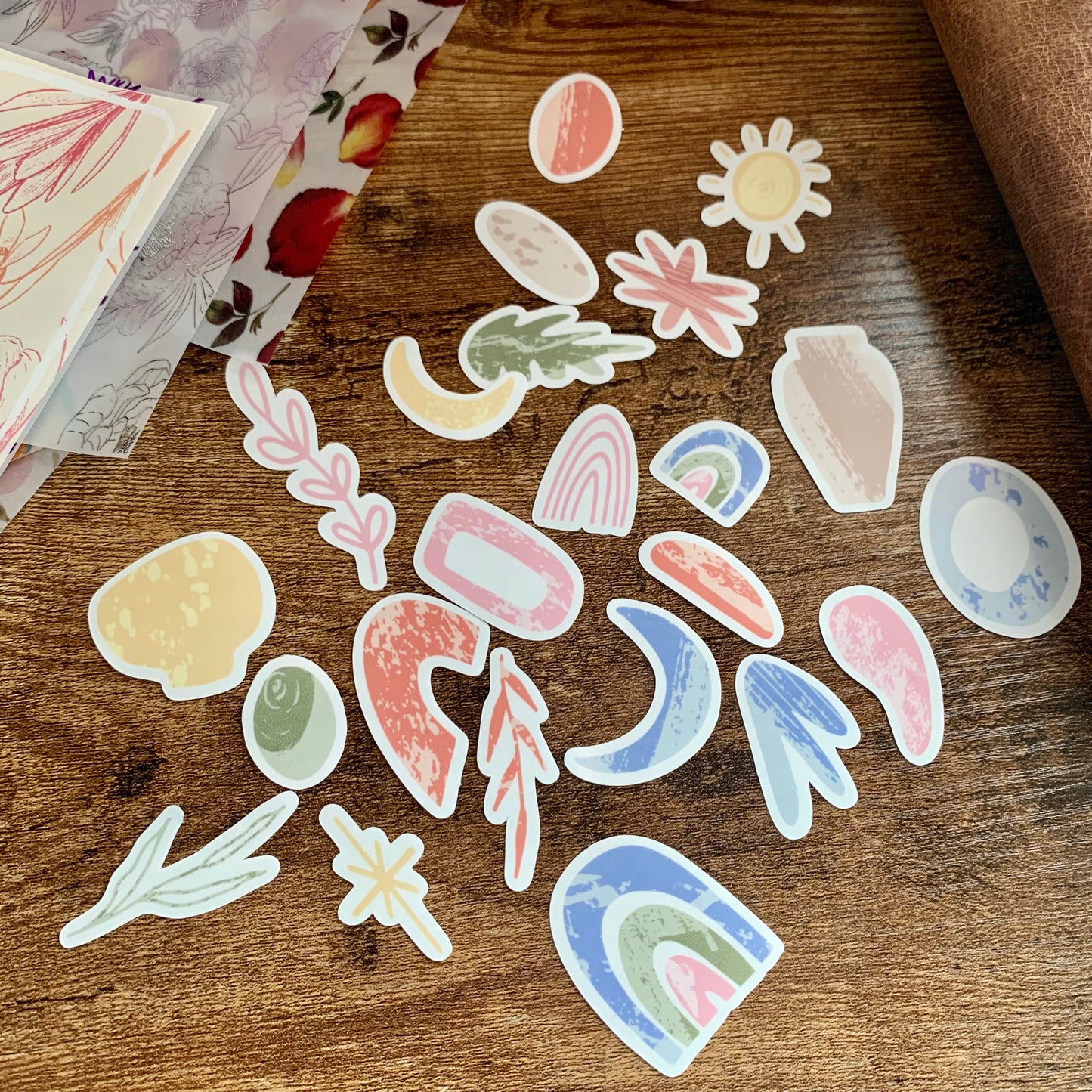 Abstract Shapes & Rainbows Sticker Flakes V2- Pack of 23