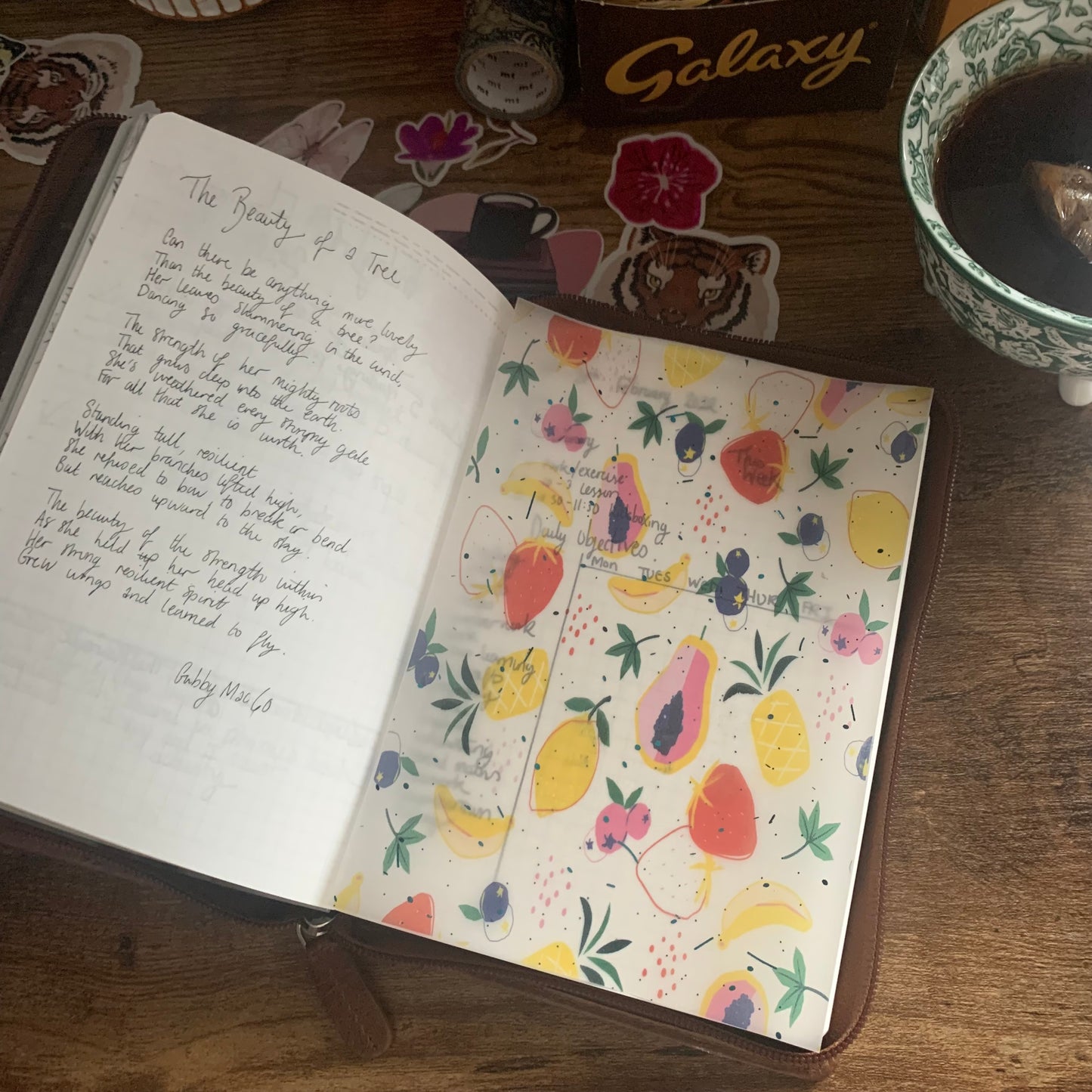 Bright Fruit Print with Teal Foil - Vellum Planner Dashboard - Summer Fruits