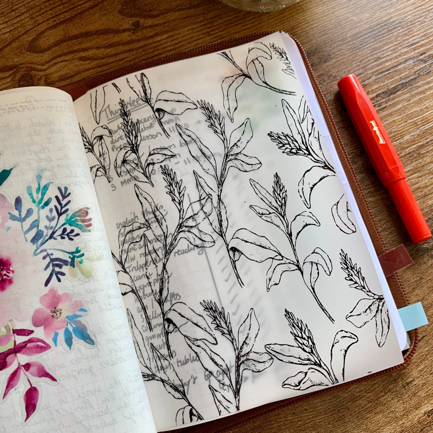 Black Foiled Botanical Leaves • Vellum X Acetate Planner Dashboards - Ginger