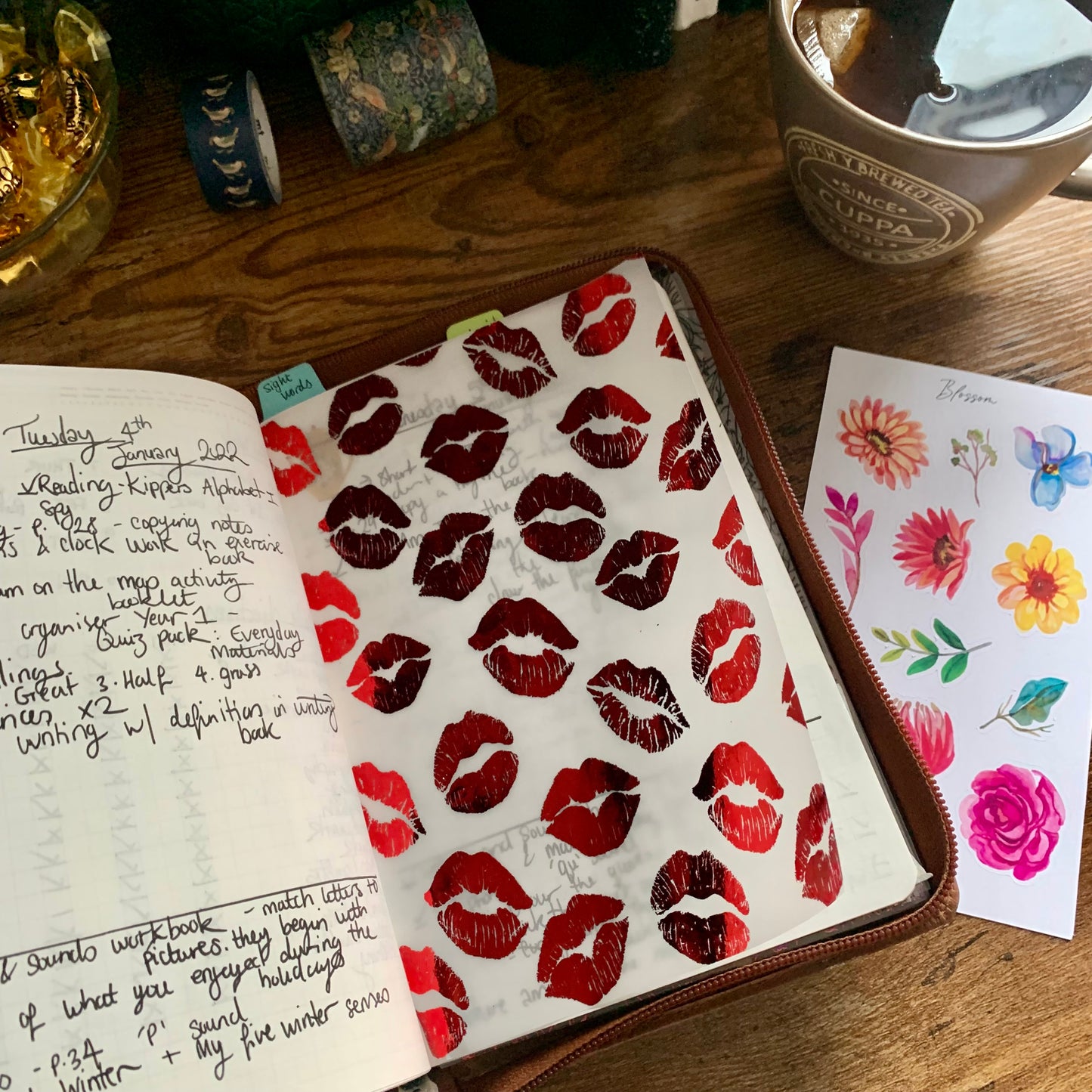 Red Lips Printed Vellum X Acetate Planner Dashboard - The Sweetheart Collection