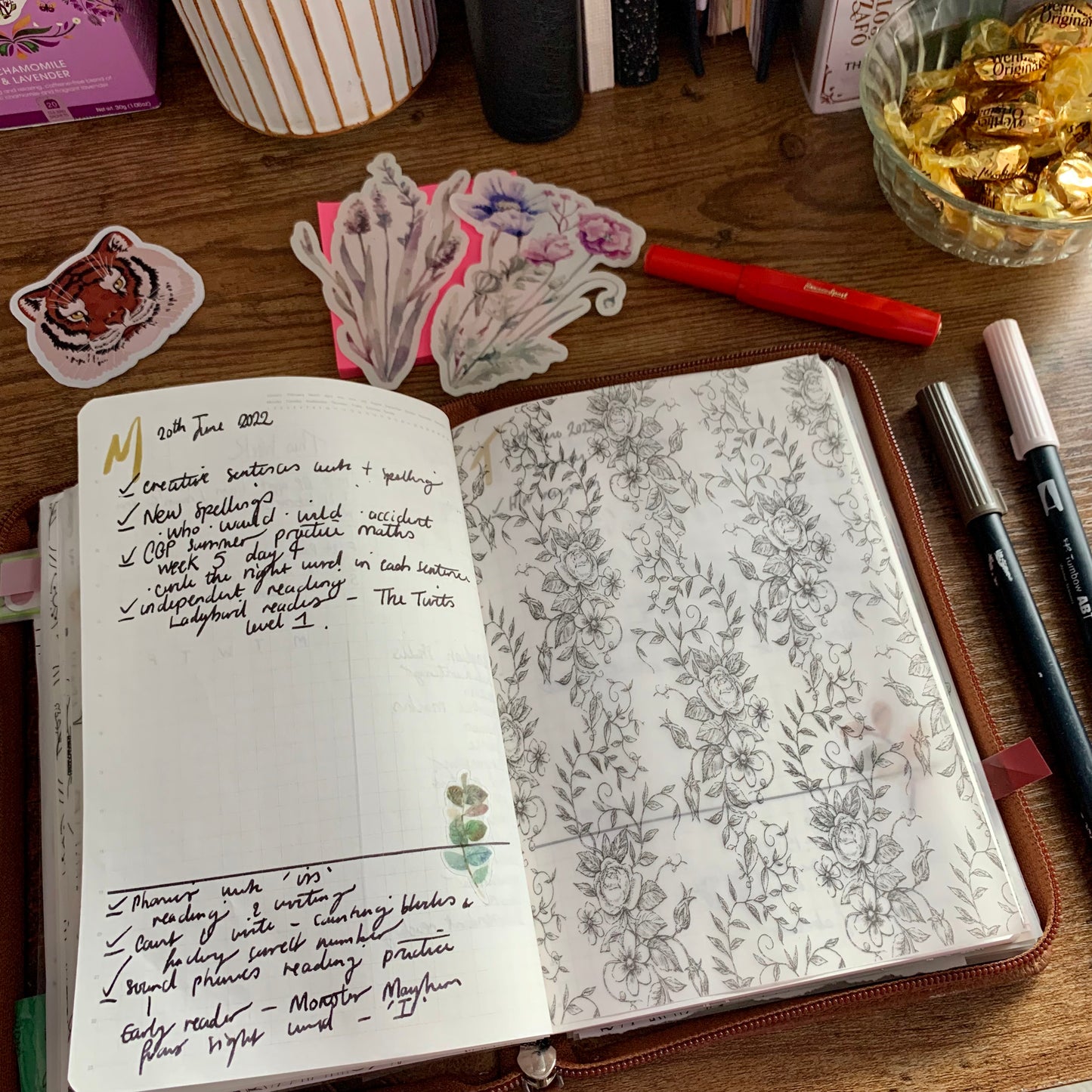 Vintage Twigs, Flowers & Leaves Vellum X Acetate Planner Dashboard - Penelope