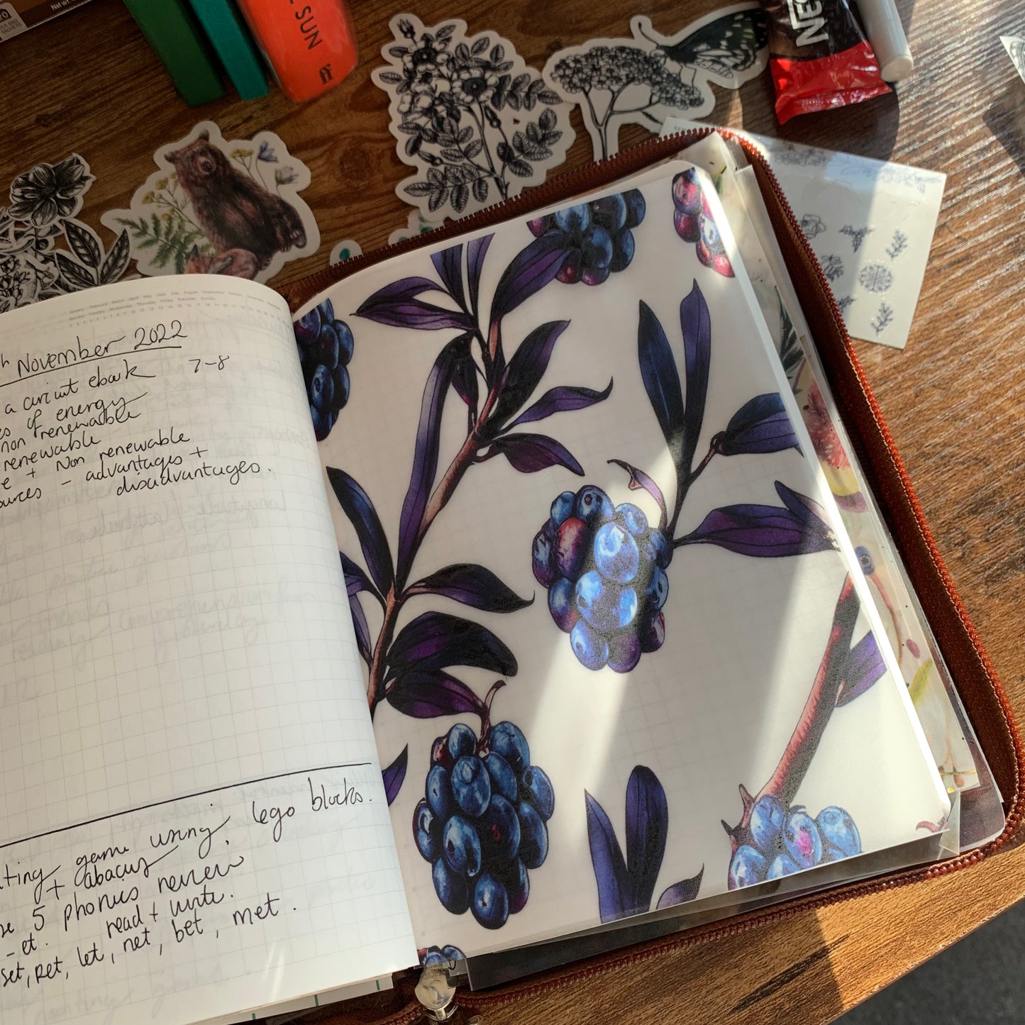 Watercolour Dark Blue Pattern - Vellum Planner Dashboard - Blueberry Pie