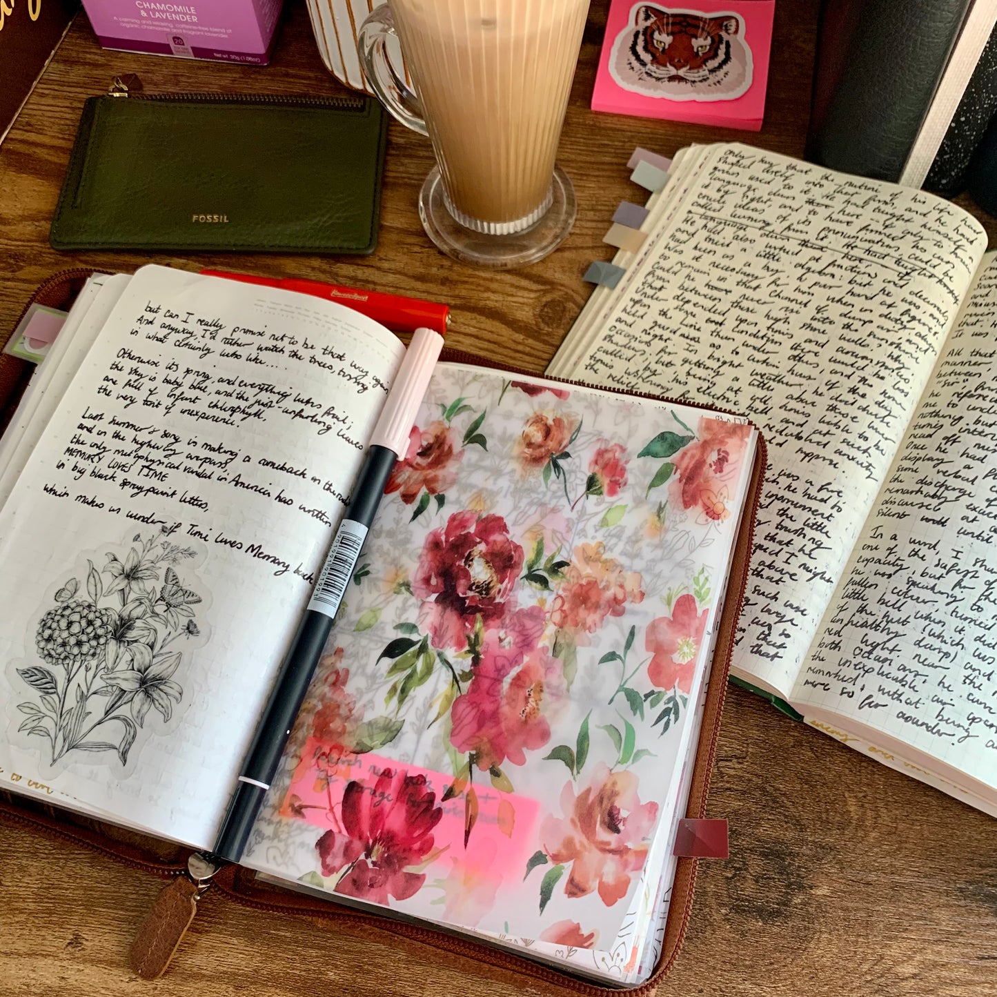 Watercolour Dark Floral Pattern - Vellum Planner Dashboard - Courtney