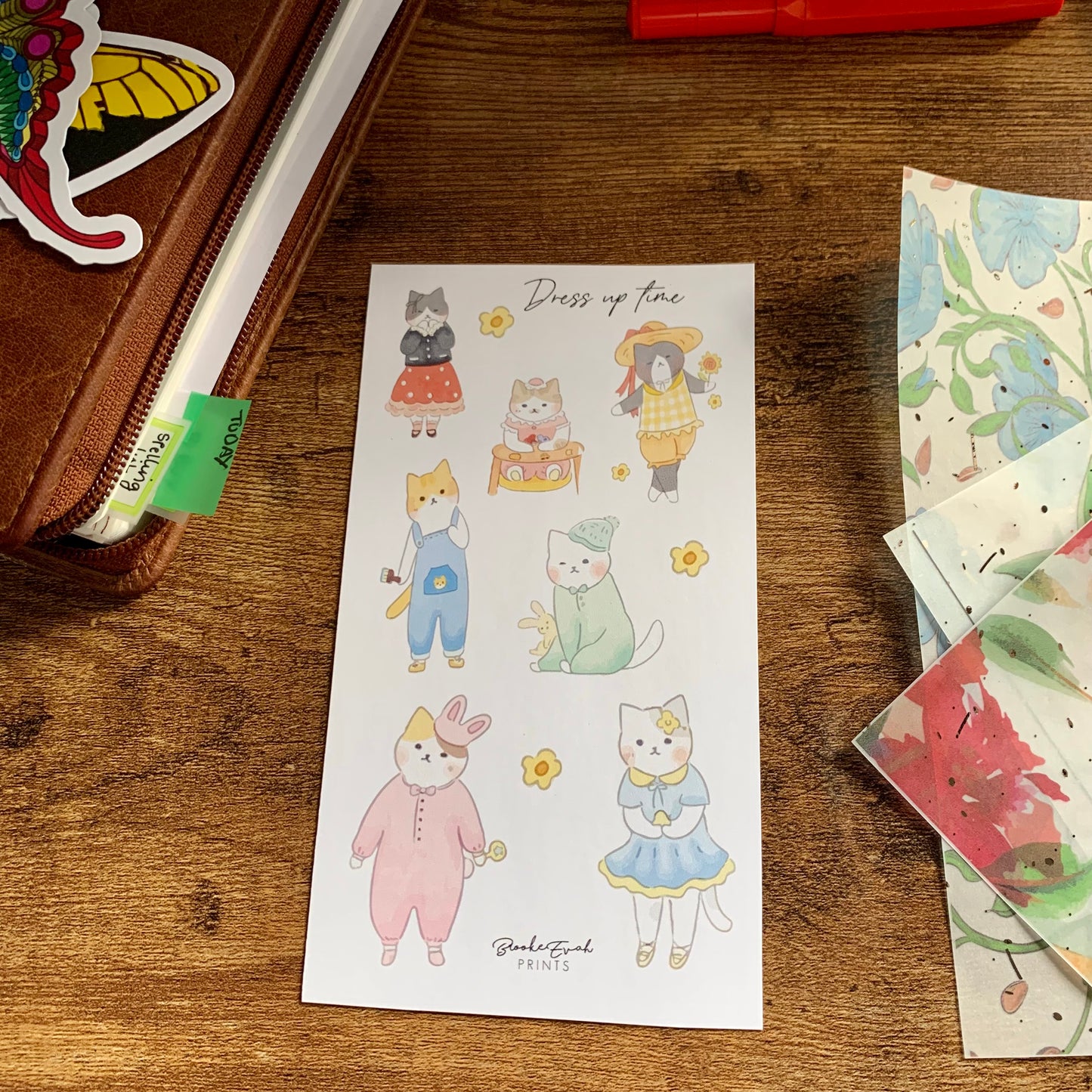 Cute Hand drawn Cat Stickers - Dress Up